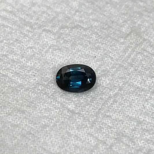 7x5mm Natural Dark Blue Sapphire 0.88 Carat Oval Greenish Blue Sapphire,  Faceted, Loose Teal Blue Sapphire,