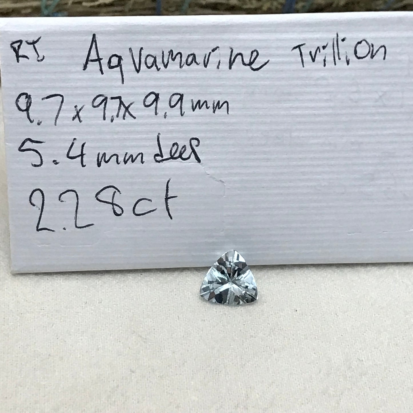 Light Blue Aquamarine 2.28 ct, 10mm Trillion Cut Loose Beryl Unmounted Gemstone Faceted Gem March Birthstone