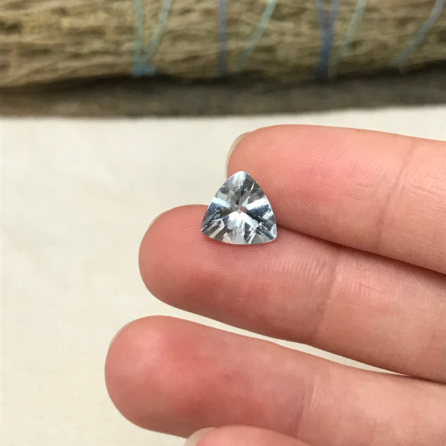 Light Blue Aquamarine 2.28 ct, 10mm Trillion Cut Loose Beryl Unmounted Gemstone Faceted Gem March Birthstone