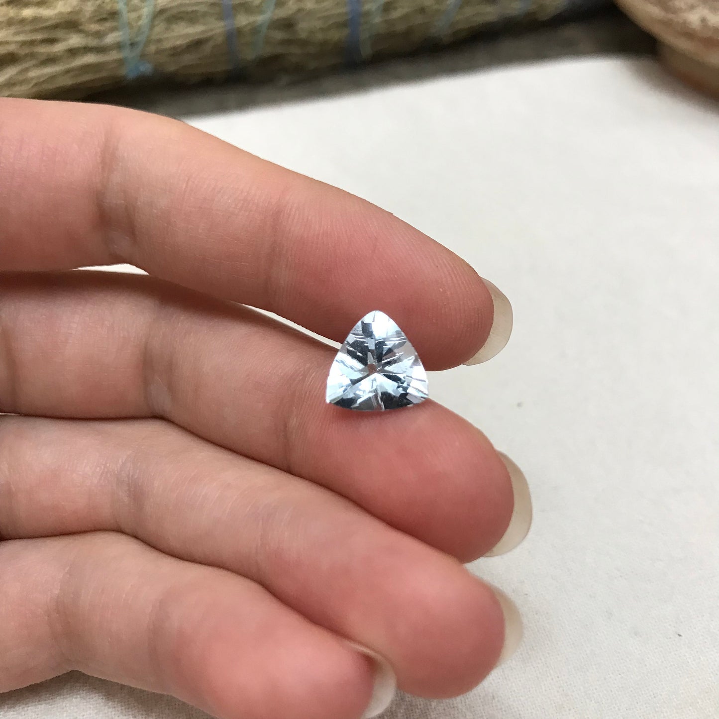 Light Blue Aquamarine 2.28 ct, 10mm Trillion Cut Loose Beryl Unmounted Gemstone Faceted Gem March Birthstone
