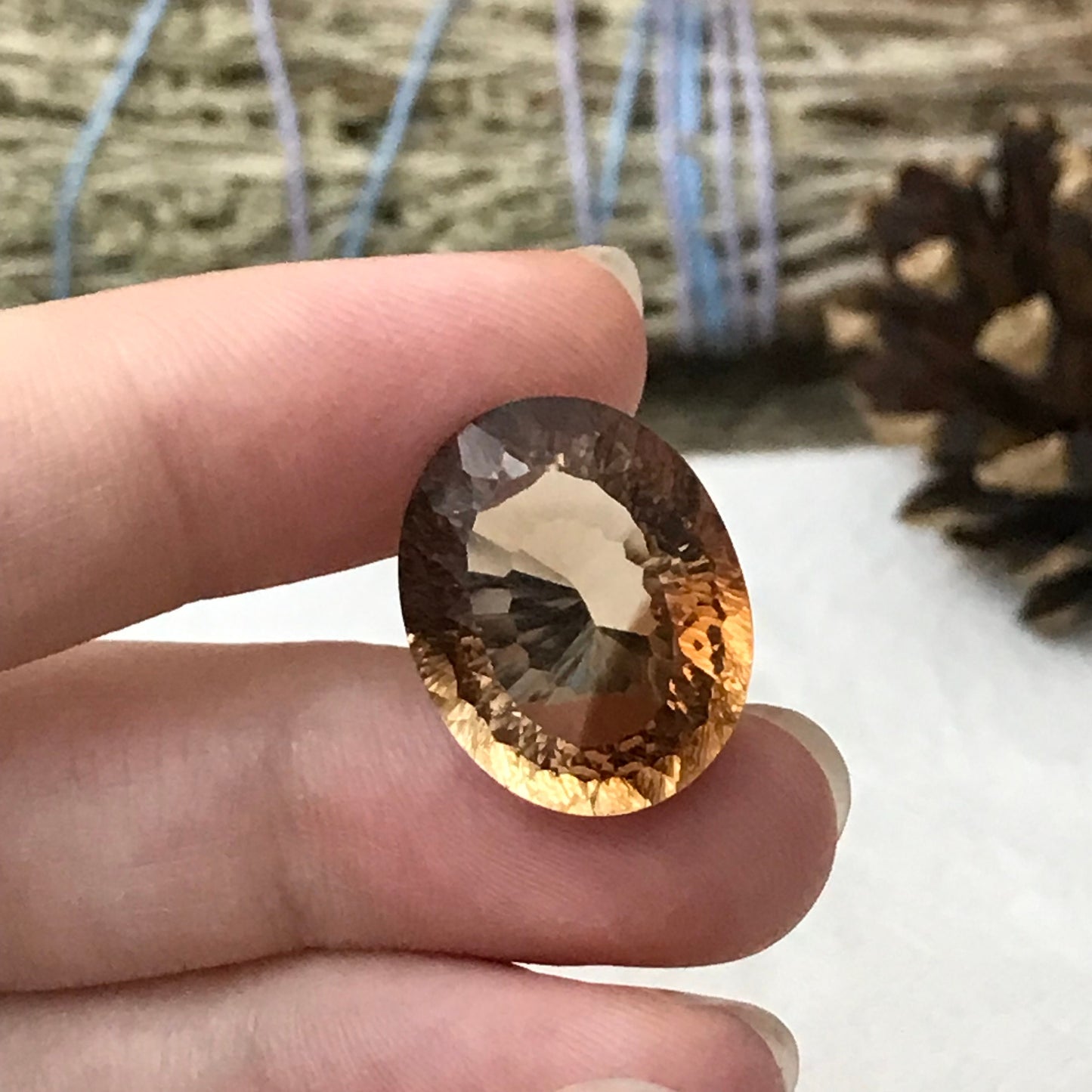 20.90 carat Natural Brown Topaz 19x15mm Oval Cut Faceted Gemstone, Large Stone Loose Smokey Topaz