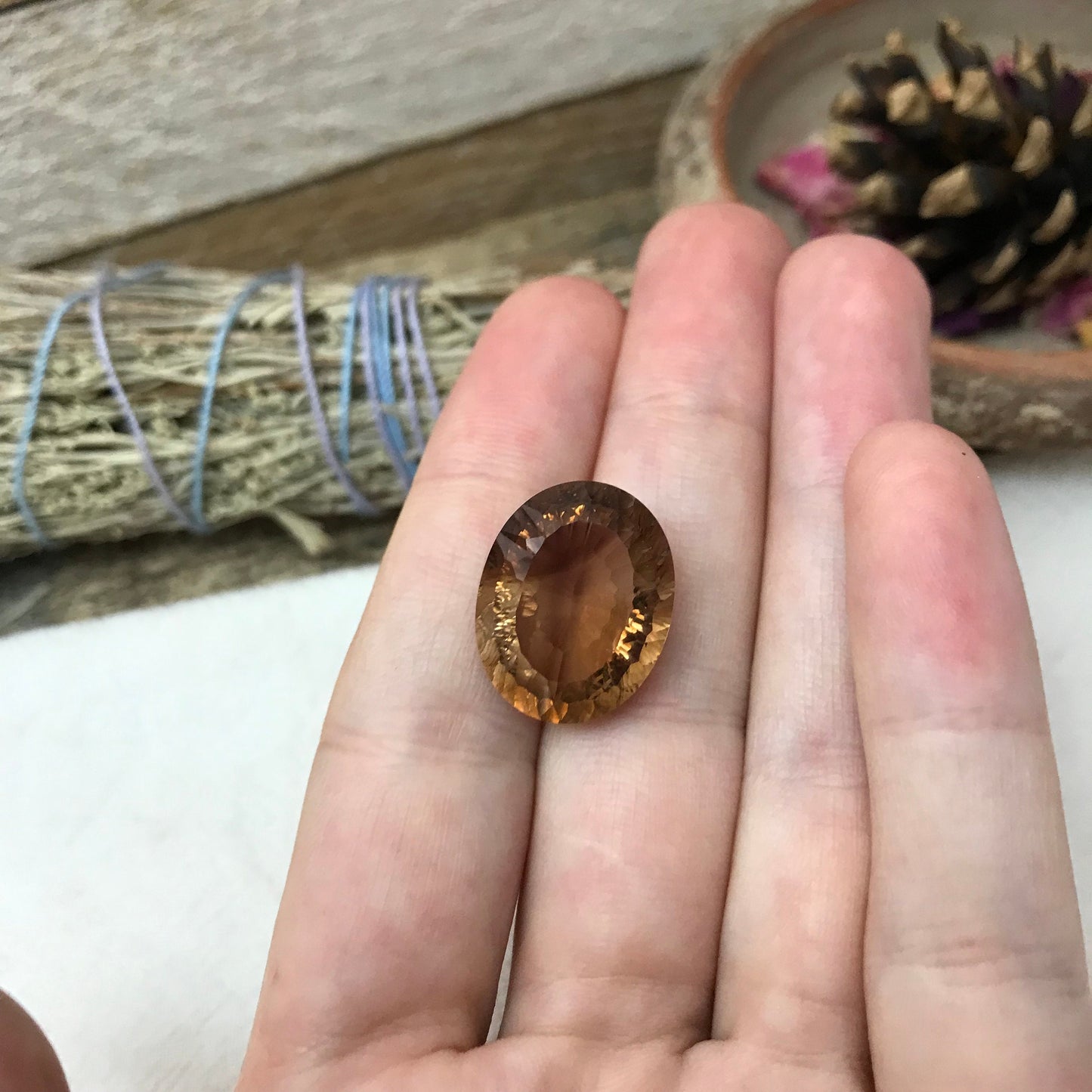 20.90 carat Natural Brown Topaz 19x15mm Oval Cut Faceted Gemstone, Large Stone Loose Smokey Topaz