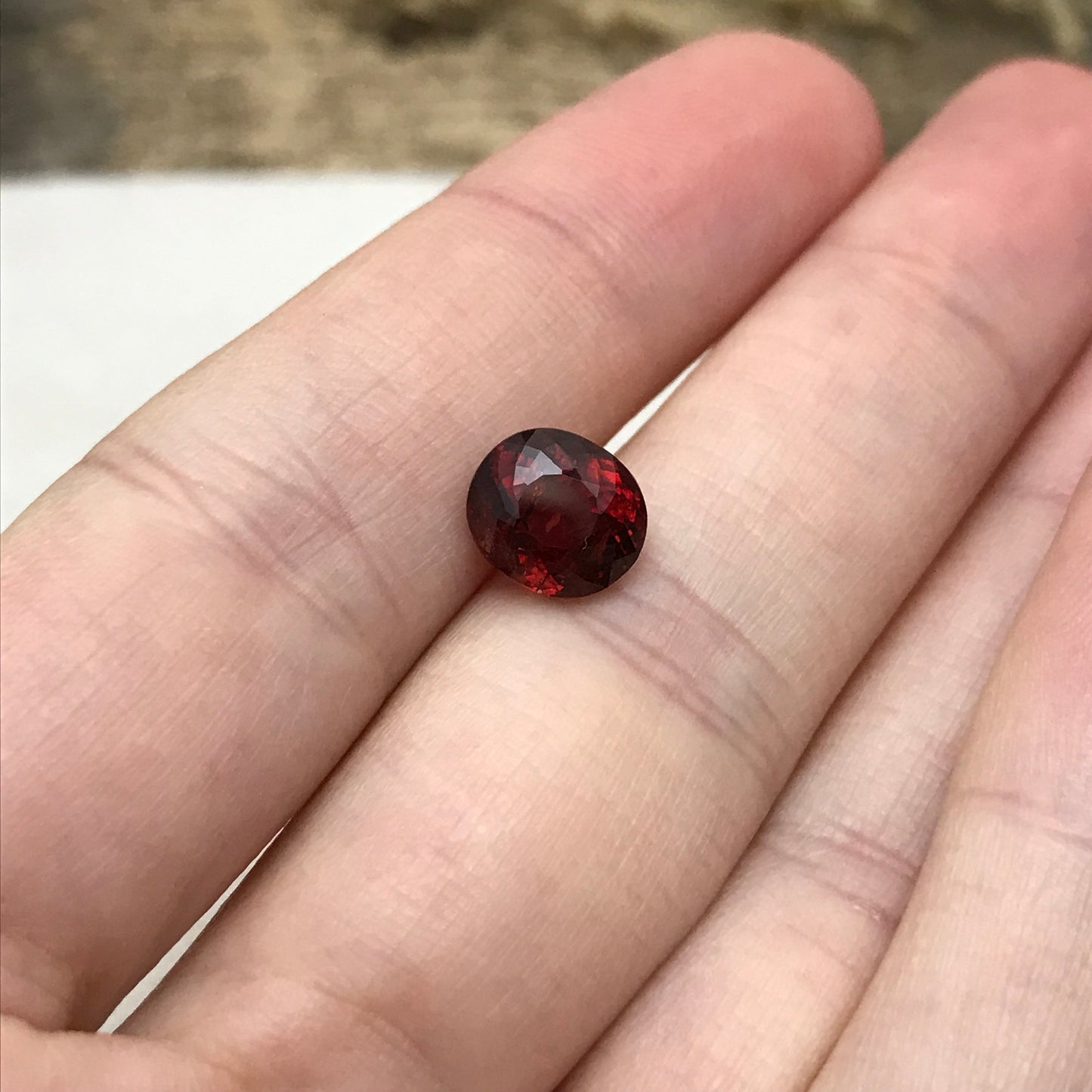 Rhodolite Pyrope Garnet 2.73 Carat 8.5x7.4mm Portuguese Oval Gemstone, Red to Purplish Red, Faceted Loose Unmounted Gem