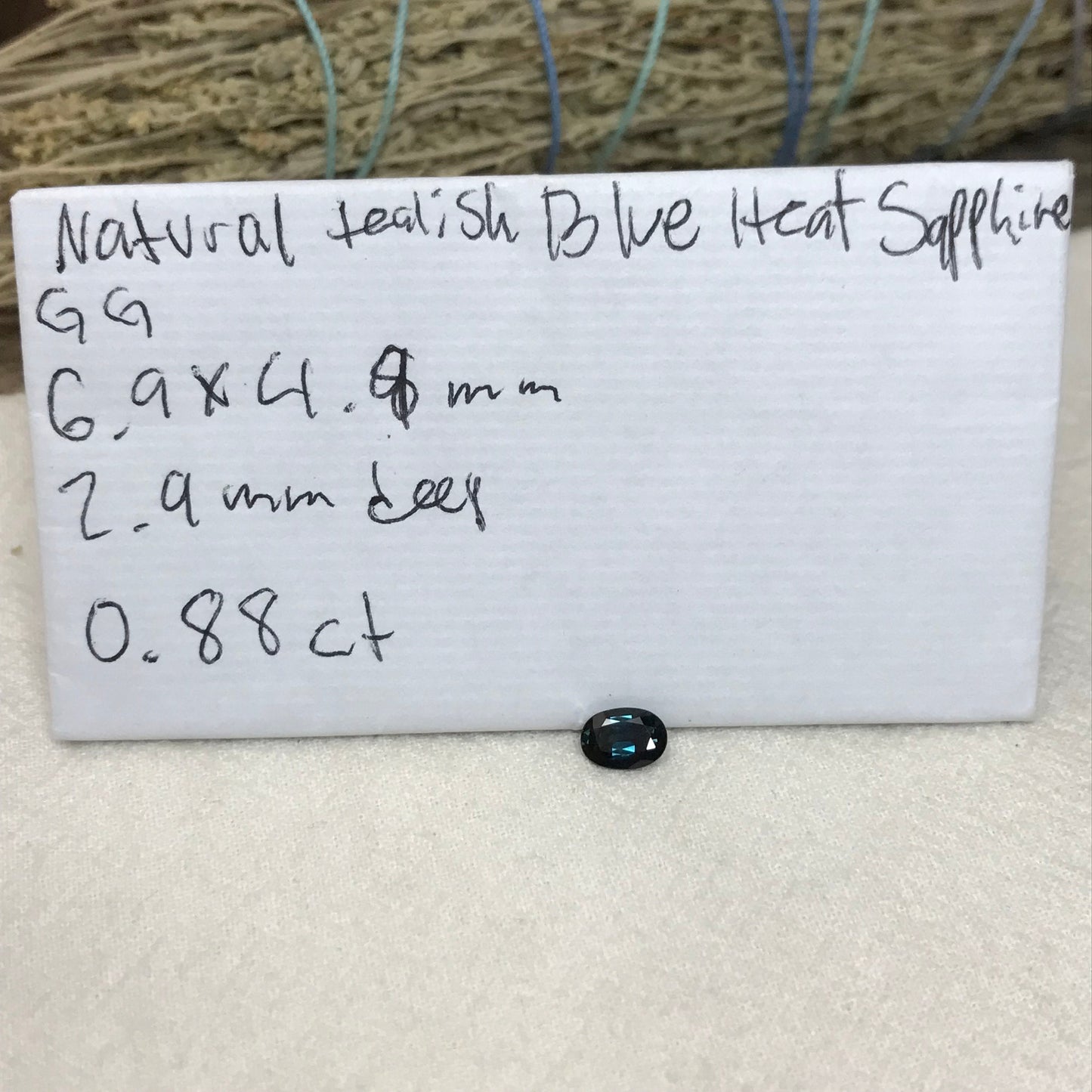 7x5mm Natural Dark Blue Sapphire 0.88 Carat Oval Greenish Blue Sapphire,  Faceted, Loose Teal Blue Sapphire,