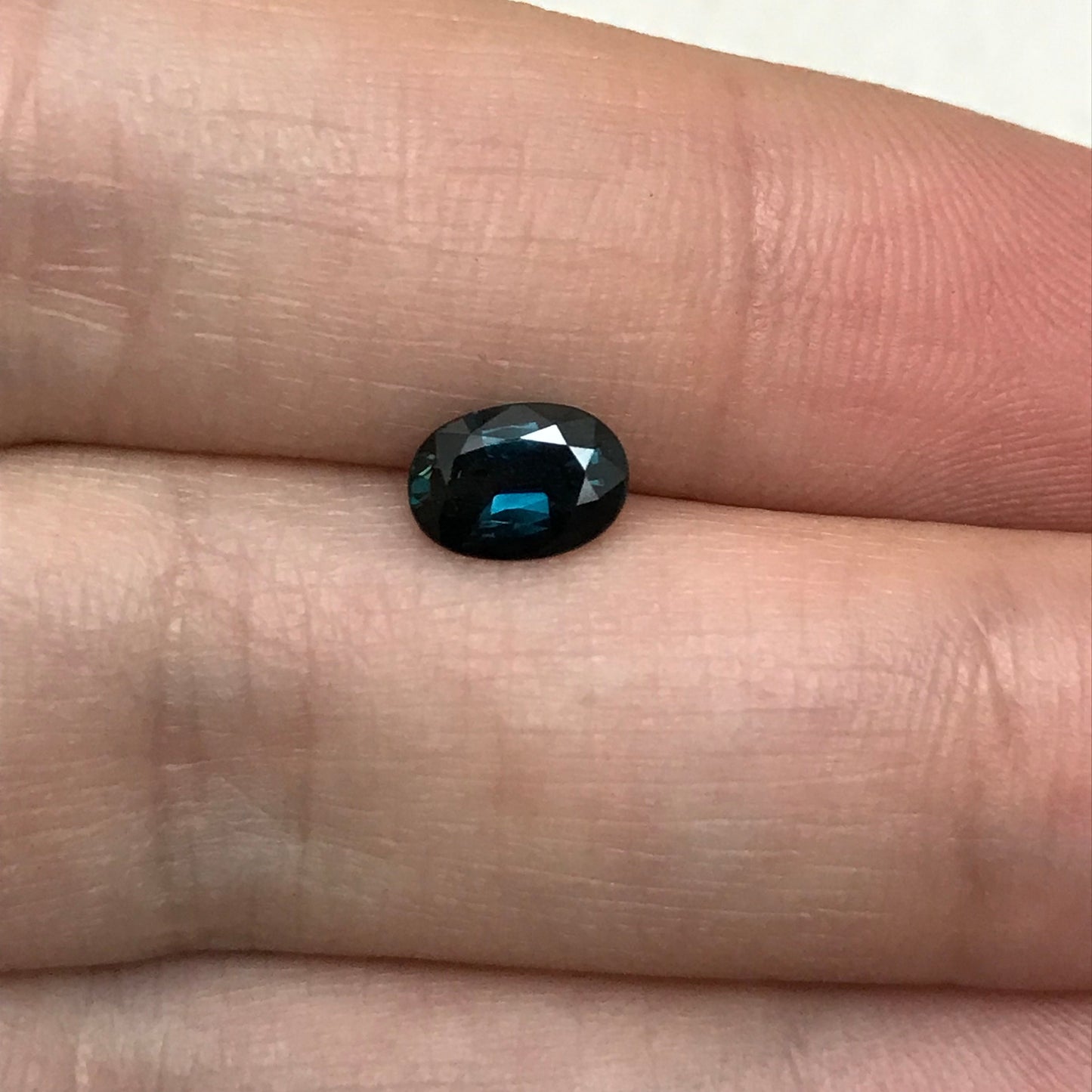 7x5mm Natural Dark Blue Sapphire 0.88 Carat Oval Greenish Blue Sapphire,  Faceted, Loose Teal Blue Sapphire,