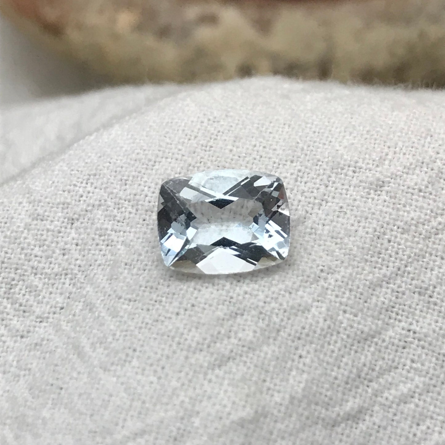 9x7mm Light Blue Aquamarine 1.79 carat, Cushion Cut, Unmounted Faceted Loose Gemstone for Jewelry Setting