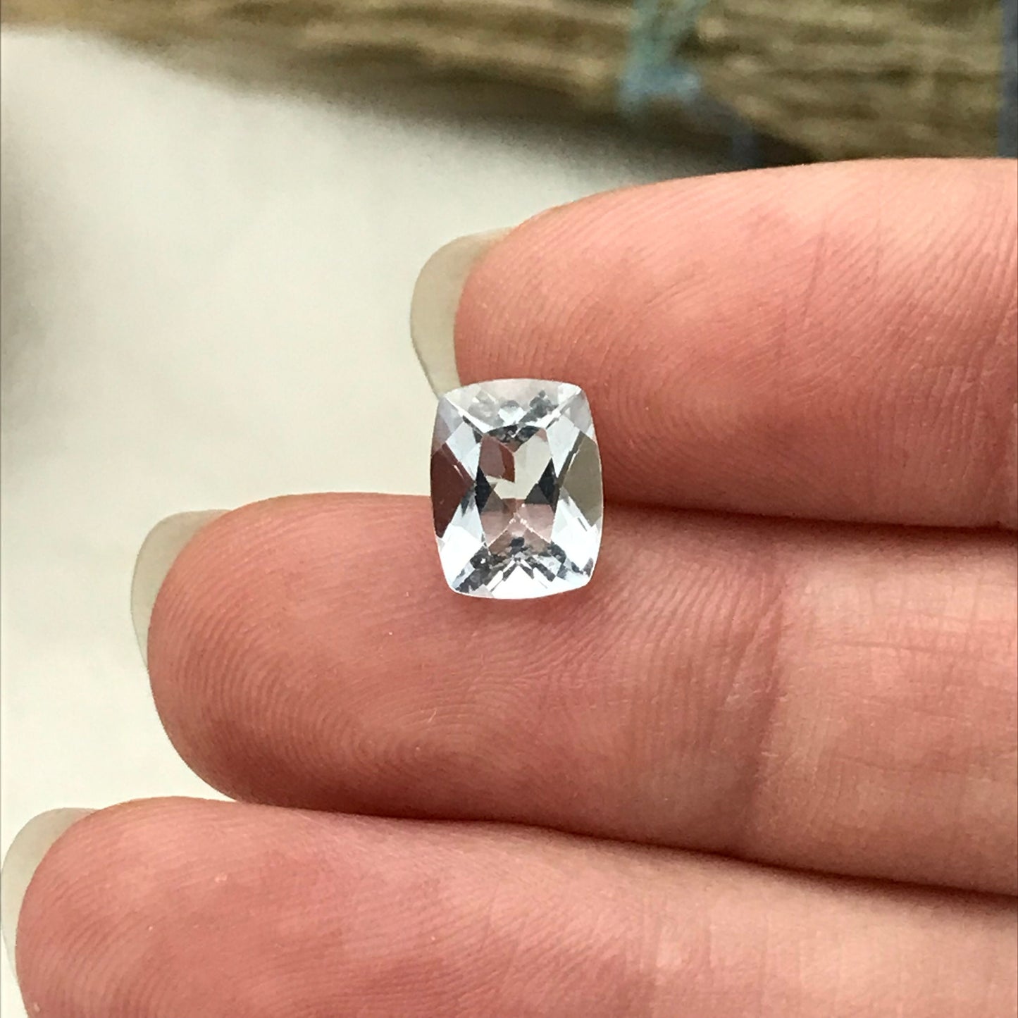 9x7mm Light Blue Aquamarine 1.79 carat, Cushion Cut, Unmounted Faceted Loose Gemstone for Jewelry Setting