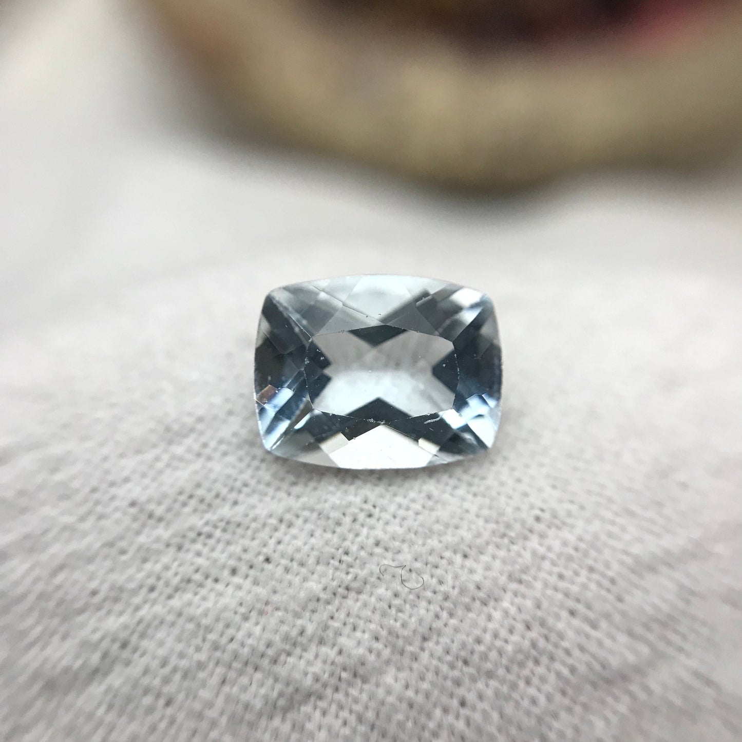 9x7mm Light Blue Aquamarine 1.79 carat, Cushion Cut, Unmounted Faceted Loose Gemstone for Jewelry Setting