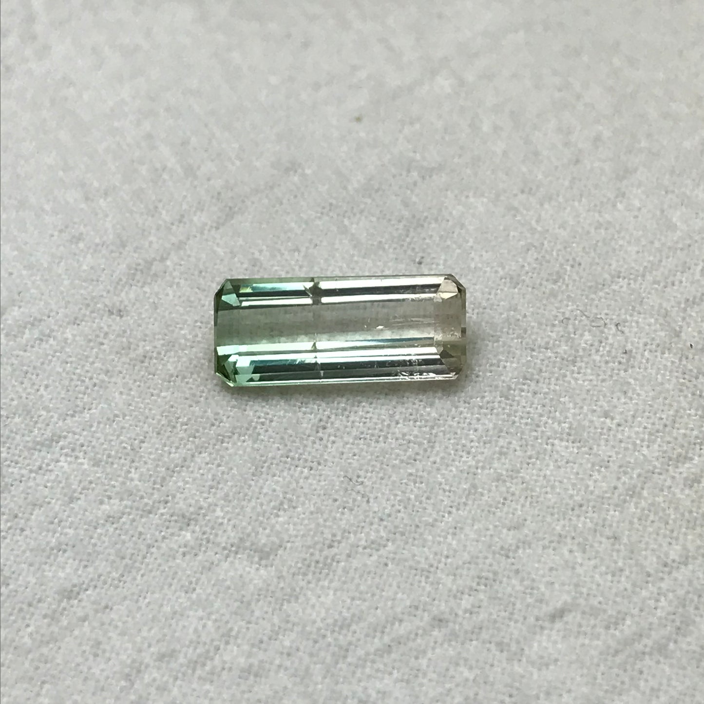 Bi-color Tourmaline 15.5x6.5mm Emerald Cut, 4.16 carats, Natural Faceted Gem, Loose Gemstone, Green/ Peachy Yellowish