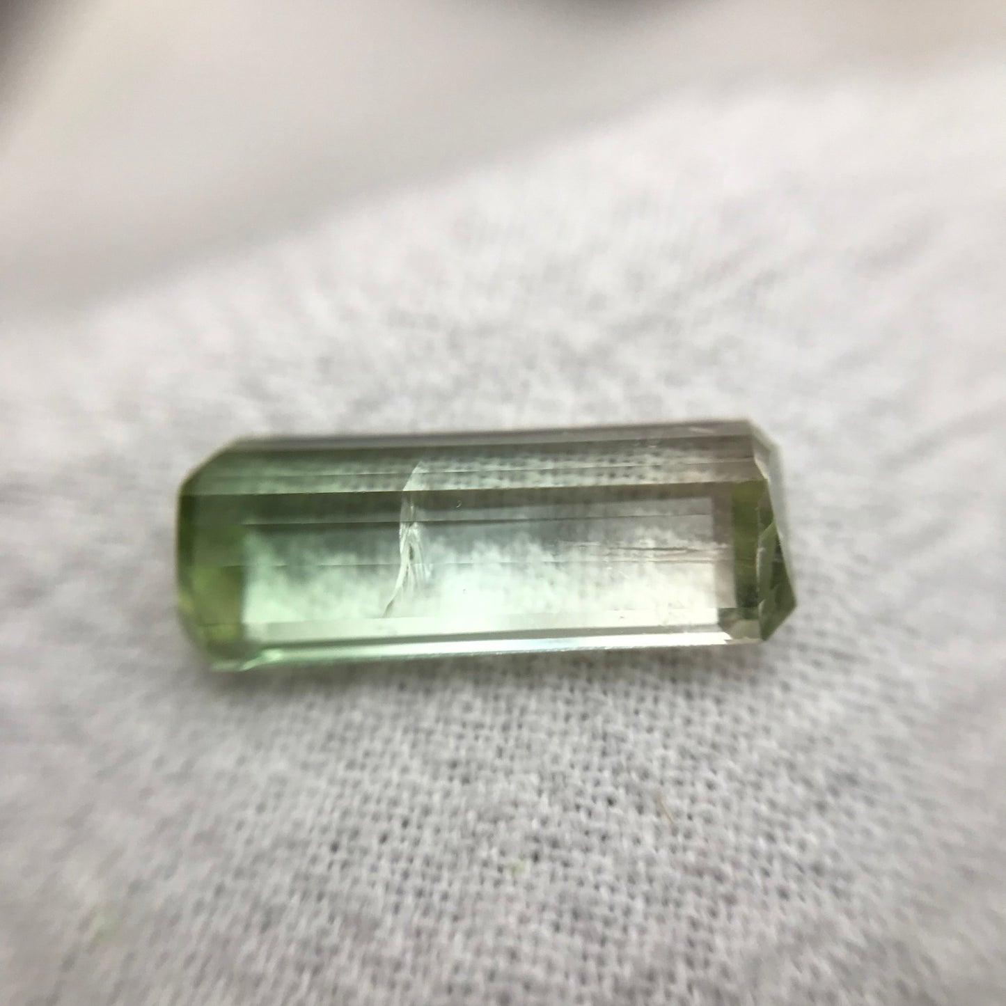 Bi-color Tourmaline 15.5x6.5mm Emerald Cut, 4.16 carats, Natural Faceted Gem, Loose Gemstone, Green/ Peachy Yellowish