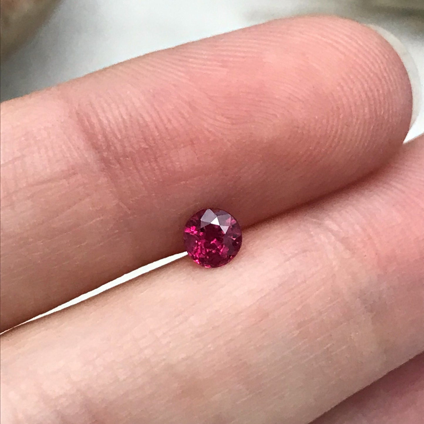 4.2mm Round Natural Ruby Heat Only 0.44 Cts Loose Gemstone Faceted Gem, Purplish Red Beautiful Birthstone