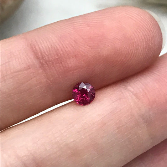 4.2mm Round Natural Ruby Heat Only 0.44 Cts Loose Gemstone Faceted Gem, Purplish Red Beautiful Birthstone