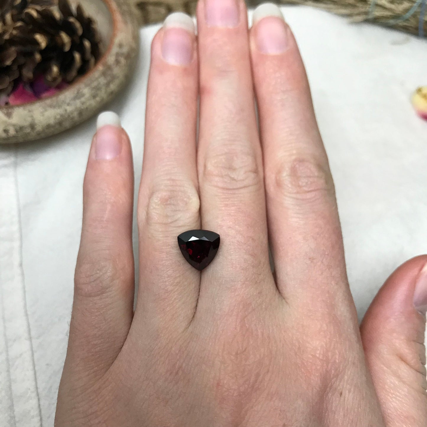 Deep Red Garnet 5 Carat 10mm Trillion Cut Garnet, Faceted Loose Gemstone for Jewelry Setting, US Seller