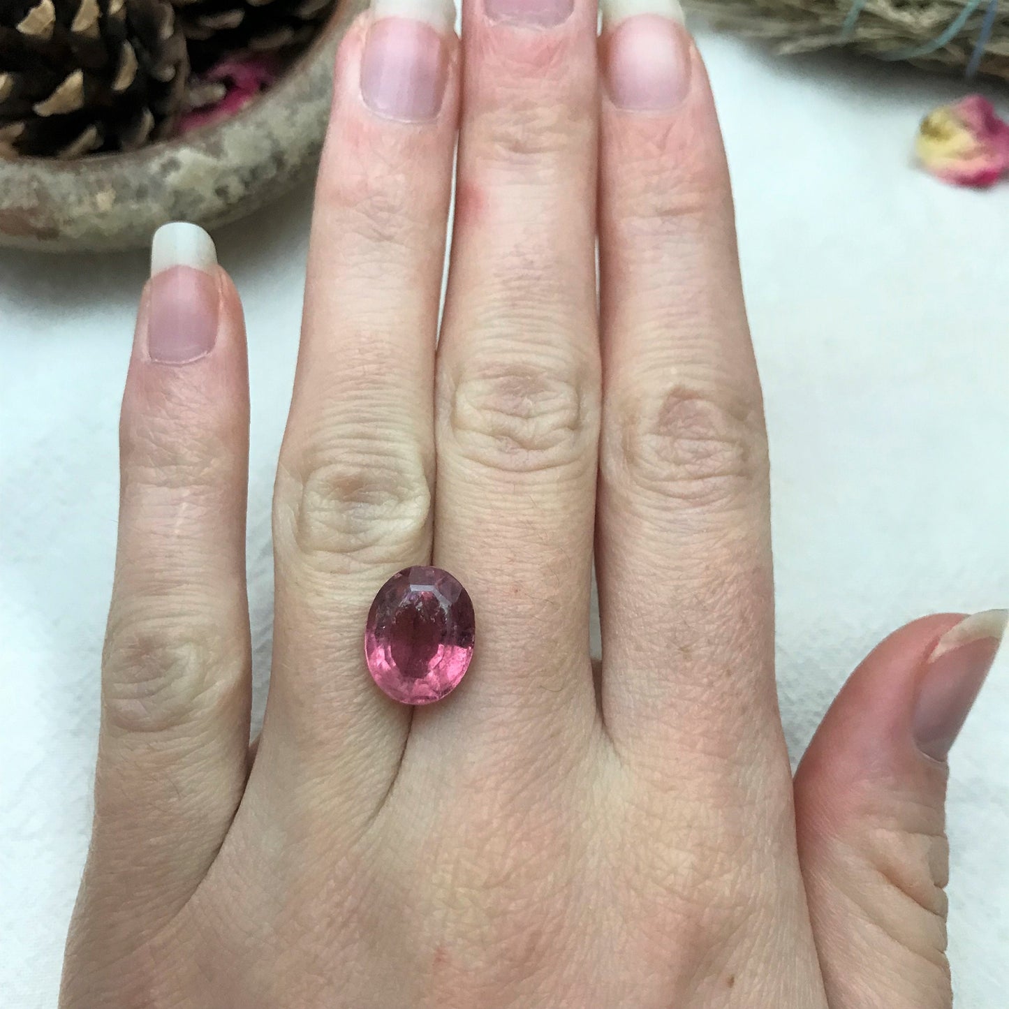 13x10mm Natural Pink Tourmaline, 6.45 Carats Faceted Loose Gemstone Oval Cut, Large Tourmaline