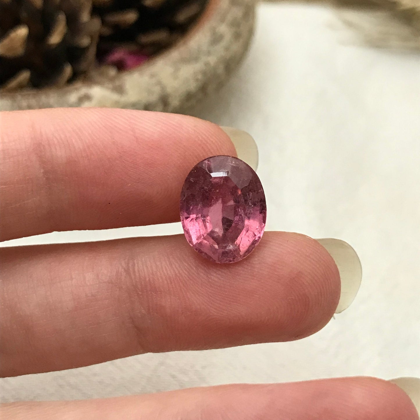 13x10mm Natural Pink Tourmaline, 6.45 Carats Faceted Loose Gemstone Oval Cut, Large Tourmaline