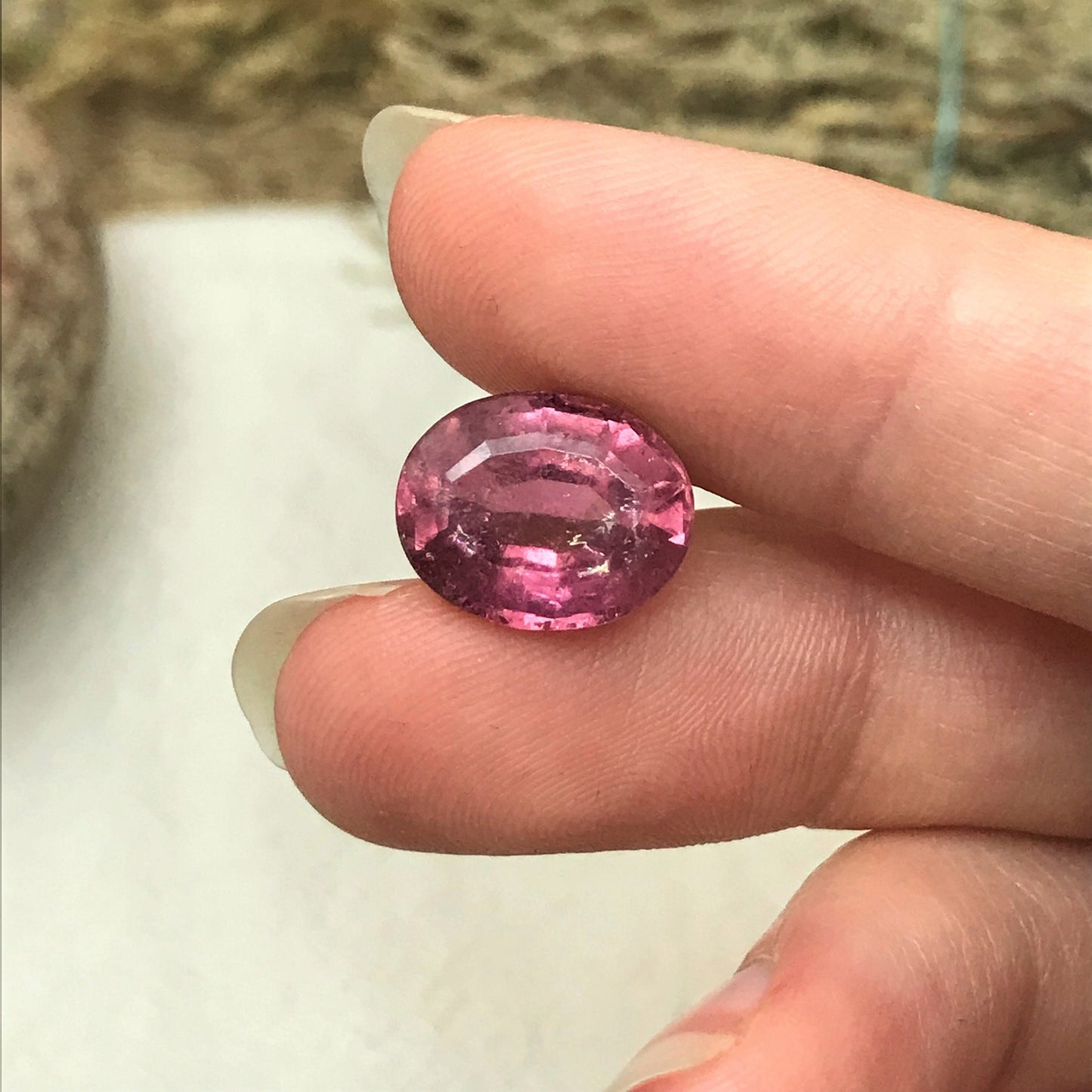13x10mm Natural Pink Tourmaline, 6.45 Carats Faceted Loose Gemstone Oval Cut, Large Tourmaline