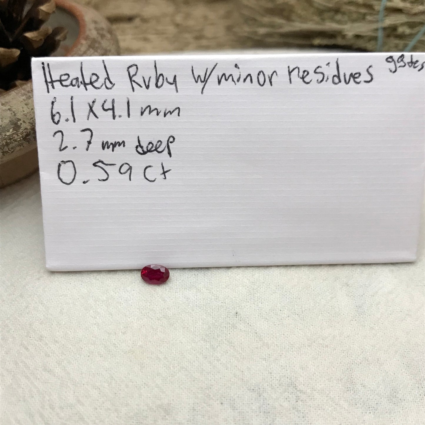 6x4mm Natural Ruby Heated with Residues 0.59 Carat  Oval Cut Gemstone Loose Faceted Corundum July Birthstone Treated Red Ruby