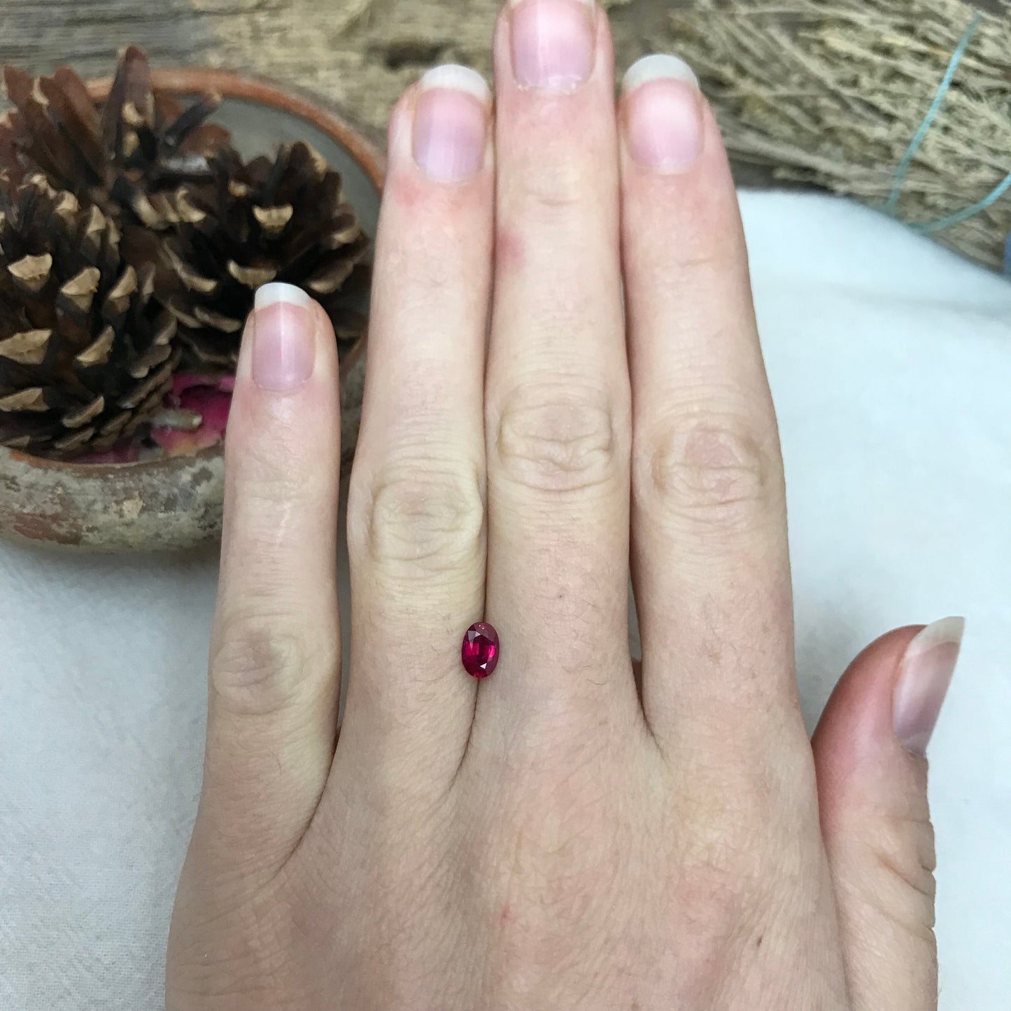 6x4mm Natural Ruby Heated with Residues 0.59 Carat  Oval Cut Gemstone Loose Faceted Corundum July Birthstone Treated Red Ruby