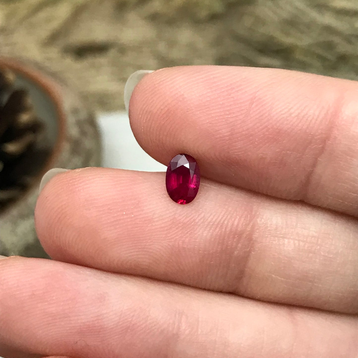 6x4mm Natural Ruby Heated with Residues 0.59 Carat  Oval Cut Gemstone Loose Faceted Corundum July Birthstone Treated Red Ruby