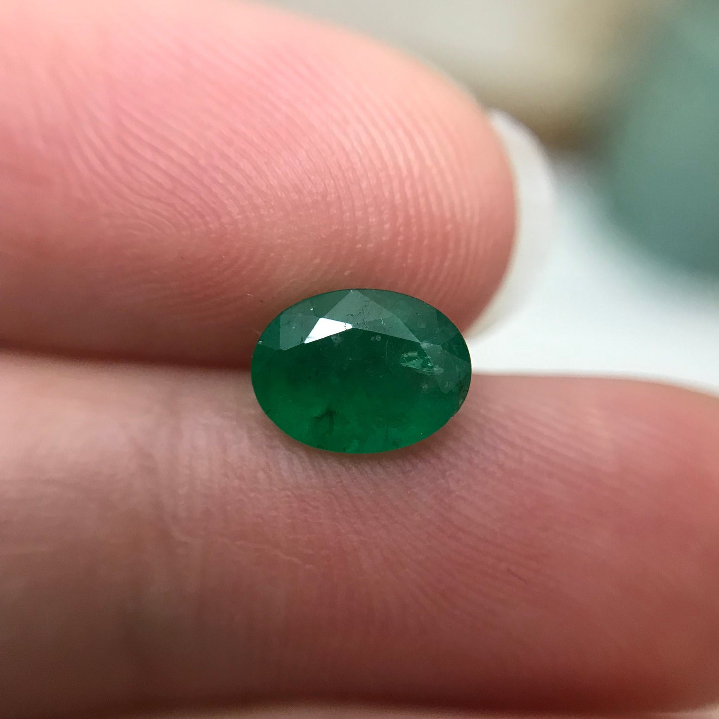 1.20 ct Natural Emerald 8x6mm Oval Cut Faceted Gem Precious Gemstone Loose Recycled Gemstone, Green Emerald