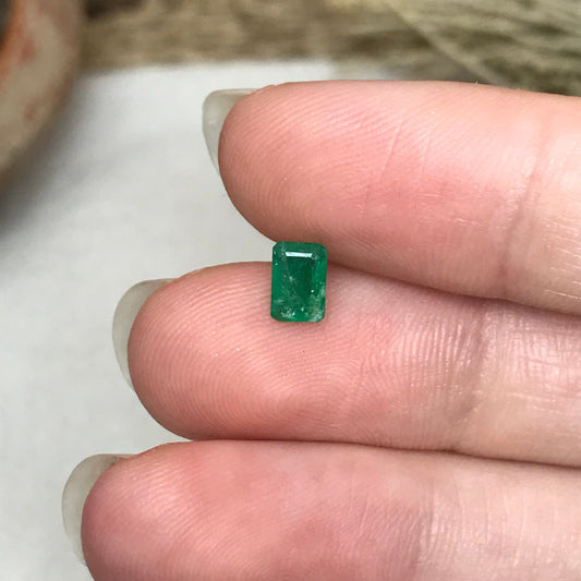 0.55 Carat Natural Emerald 6x4mm Emerald Cut Faceted Loose Gem, Precious Gemstone Treated Emerald, Flowing Gems