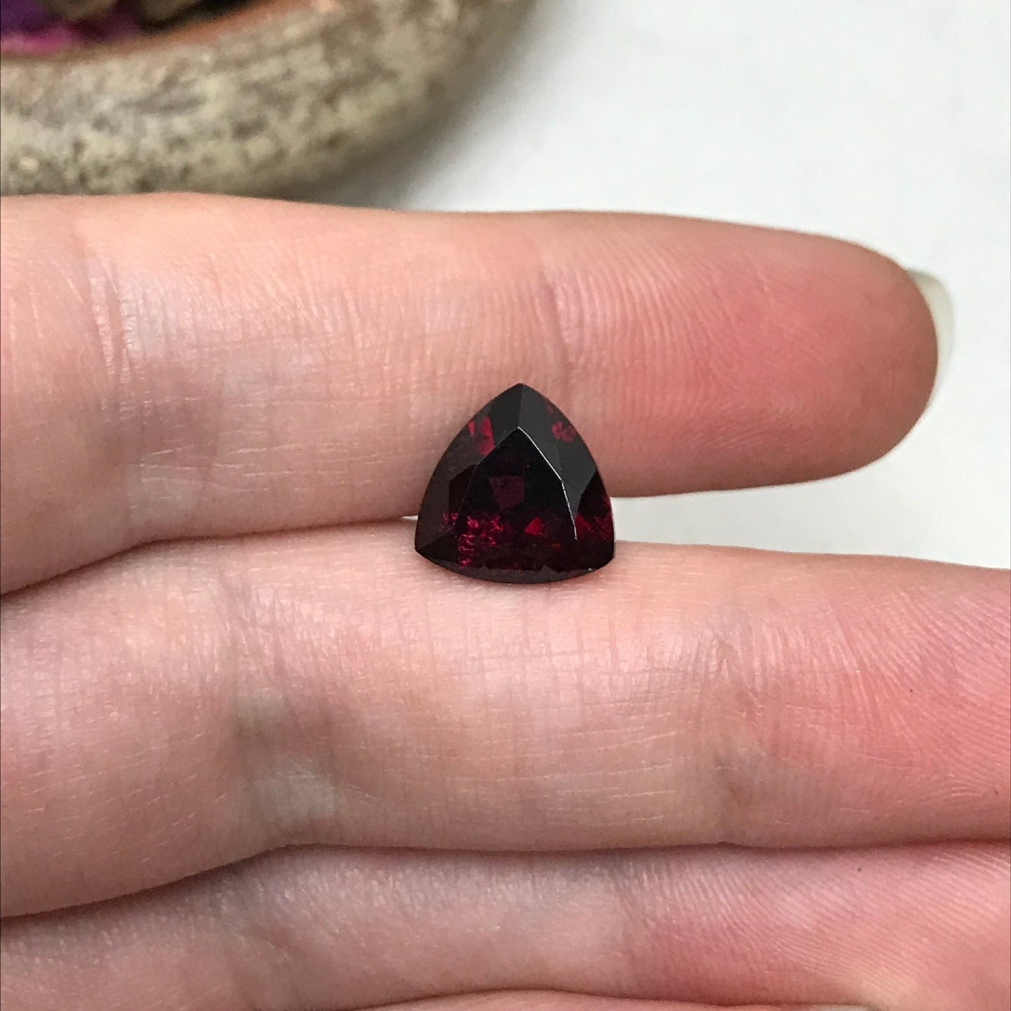 Deep Red Garnet 5 Carat 10mm Trillion Cut Garnet, Faceted Loose Gemstone for Jewelry Setting, US Seller