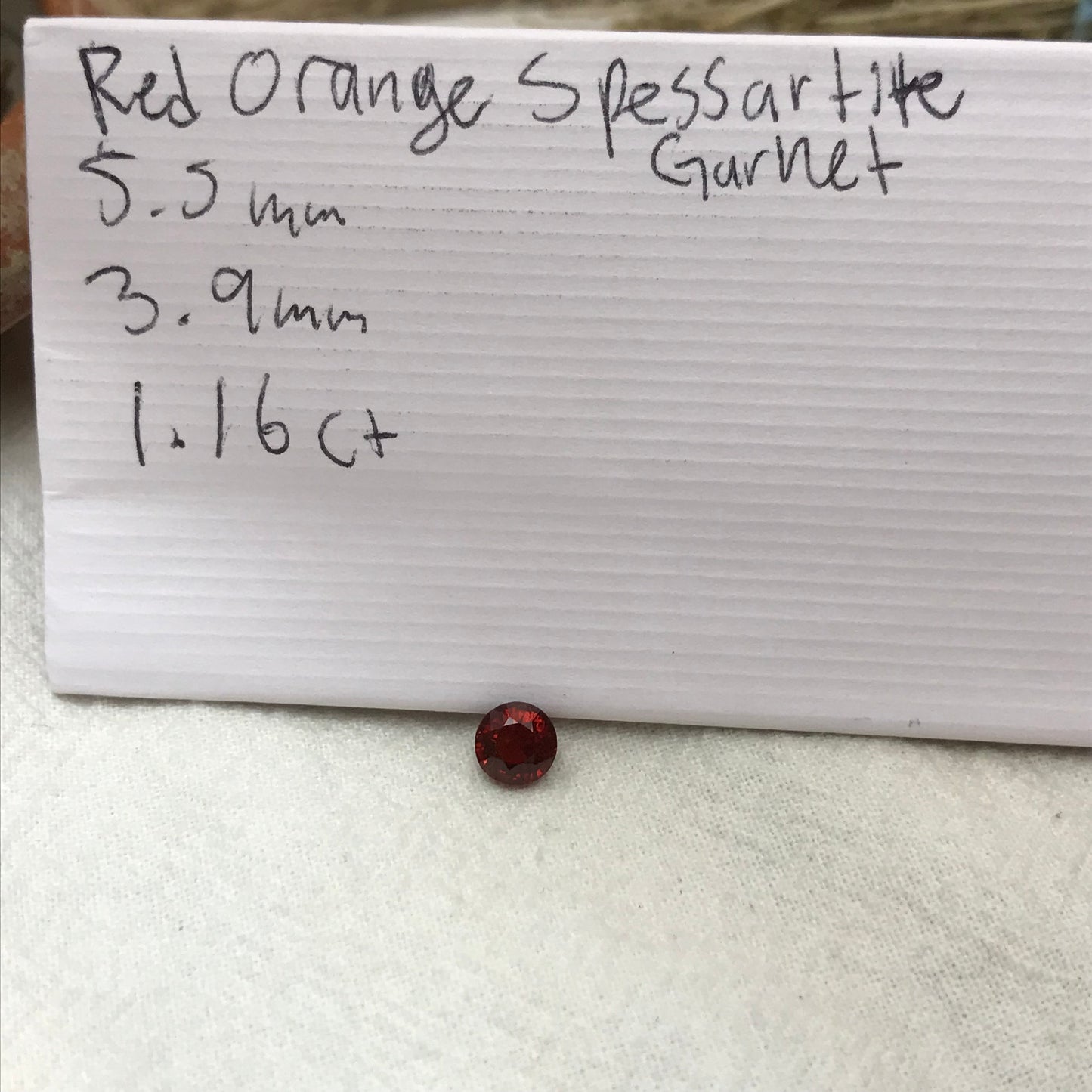 5.5mm Natural Orange Red Spessartite Garnet 1.16 carat Round Faceted Gemstone Loose Gem Red Orange Garnet Recycled Gems