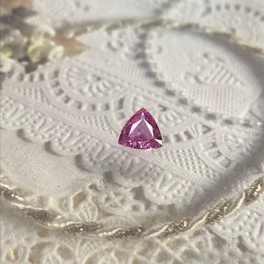 6.5mm Pink Sapphire Natural 0.88 carat, Trillion Cut Loose Gemstone Faceted pink Gem