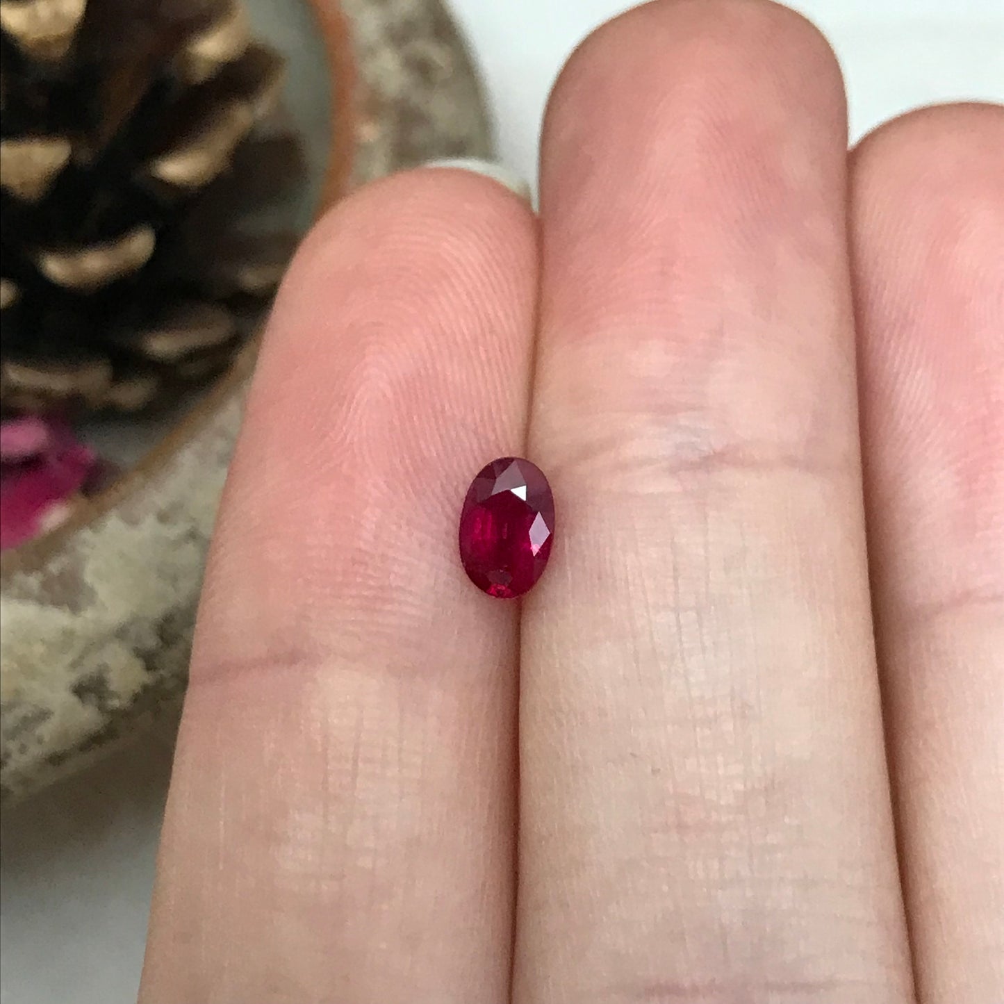 6x4mm Natural Ruby Heated with Residues 0.59 Carat  Oval Cut Gemstone Loose Faceted Corundum July Birthstone Treated Red Ruby