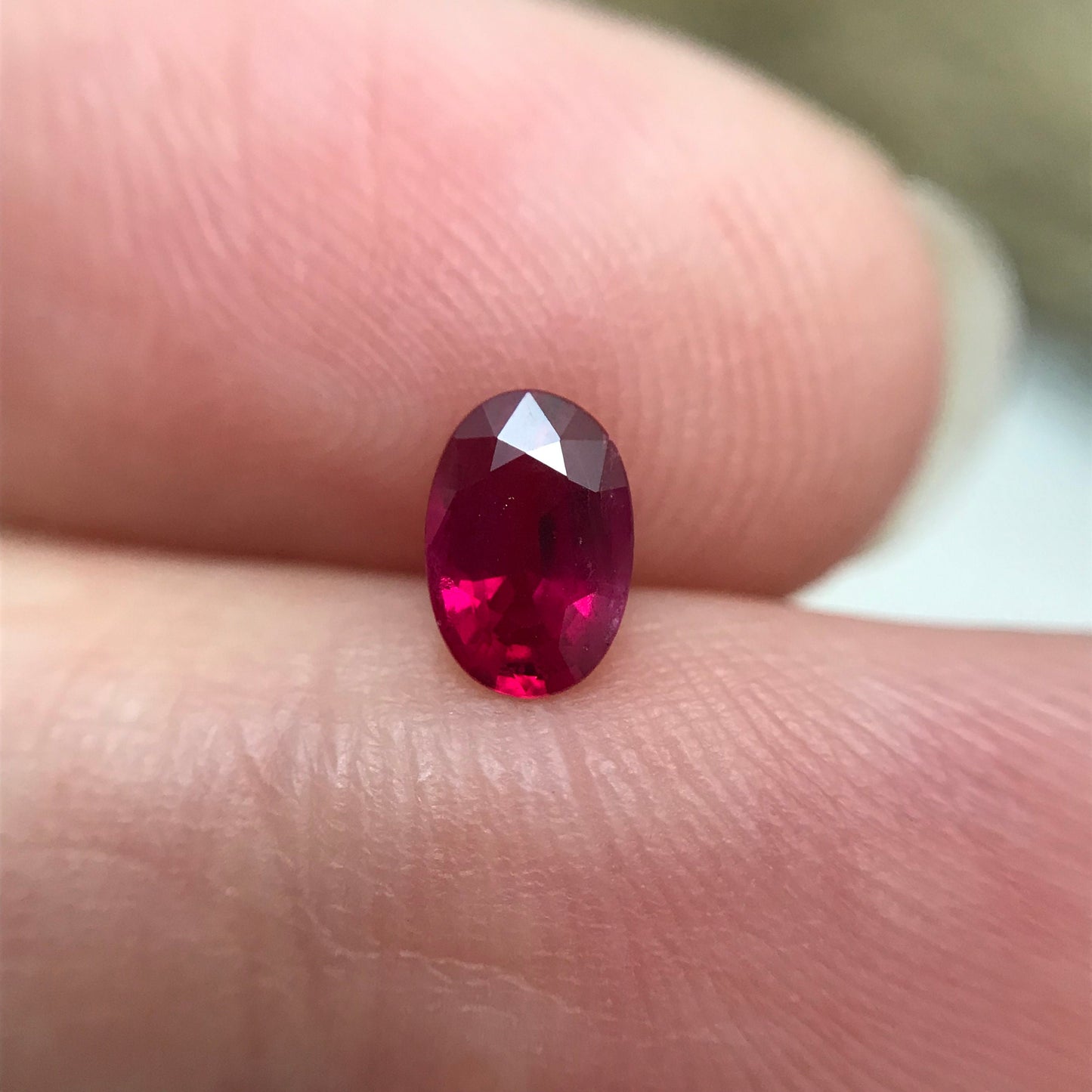 6x4mm Natural Ruby Heated with Residues 0.59 Carat  Oval Cut Gemstone Loose Faceted Corundum July Birthstone Treated Red Ruby