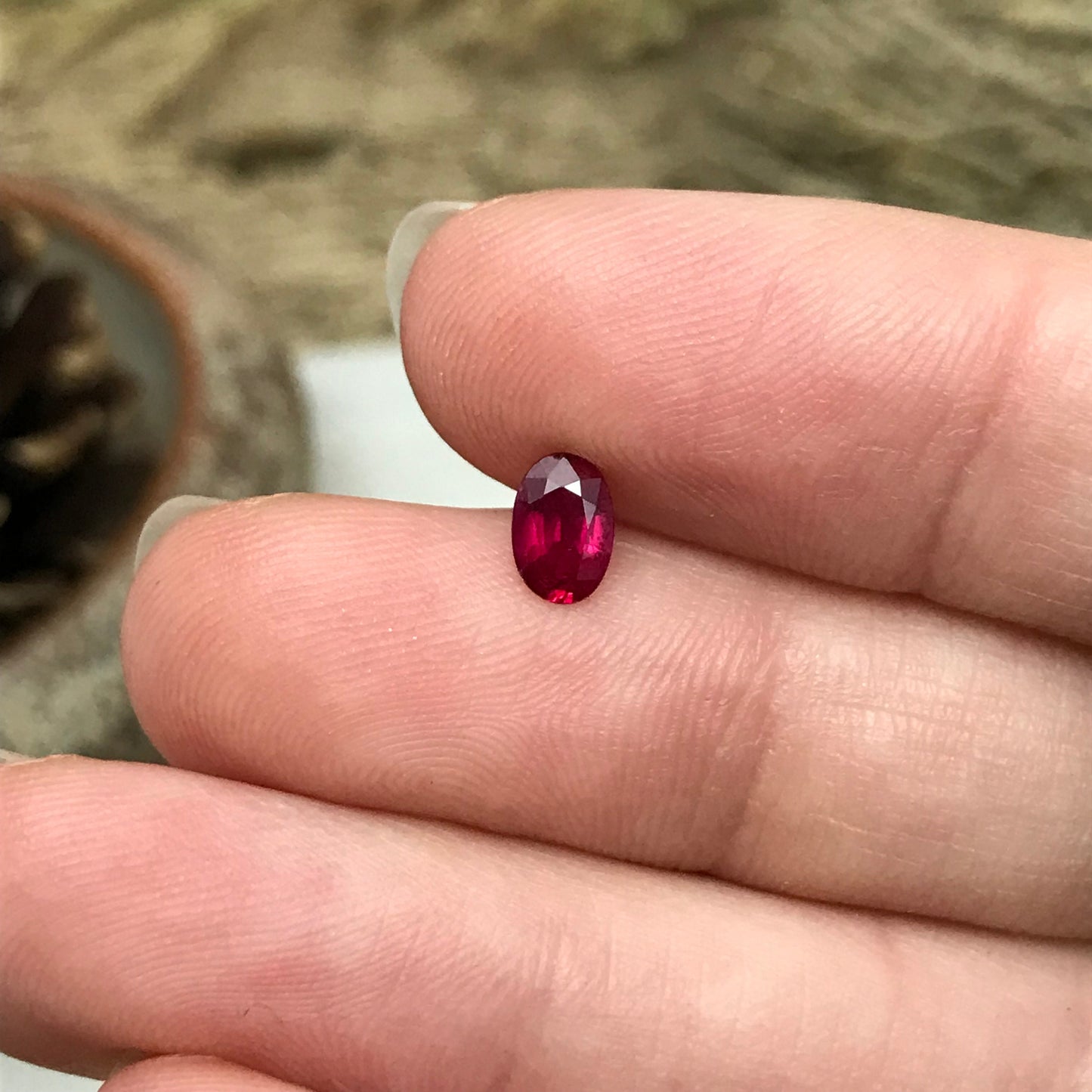 6x4mm Natural Ruby Heated with Residues 0.59 Carat  Oval Cut Gemstone Loose Faceted Corundum July Birthstone Treated Red Ruby