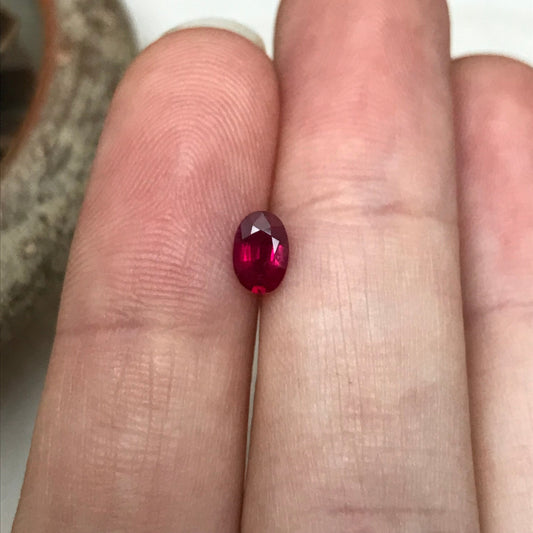 6x4mm Natural Ruby Heated with Residues 0.59 Carat  Oval Cut Gemstone Loose Faceted Corundum July Birthstone Treated Red Ruby