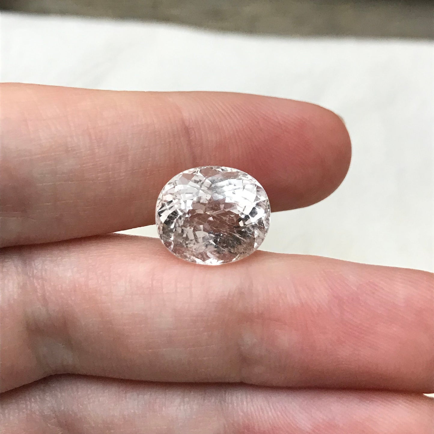 7.7 Ct Light Peach Morganite 12.5x11mm Oval Cut, Included Pink Beryl For Custom Jewelry Faceted Loose Blush Stone