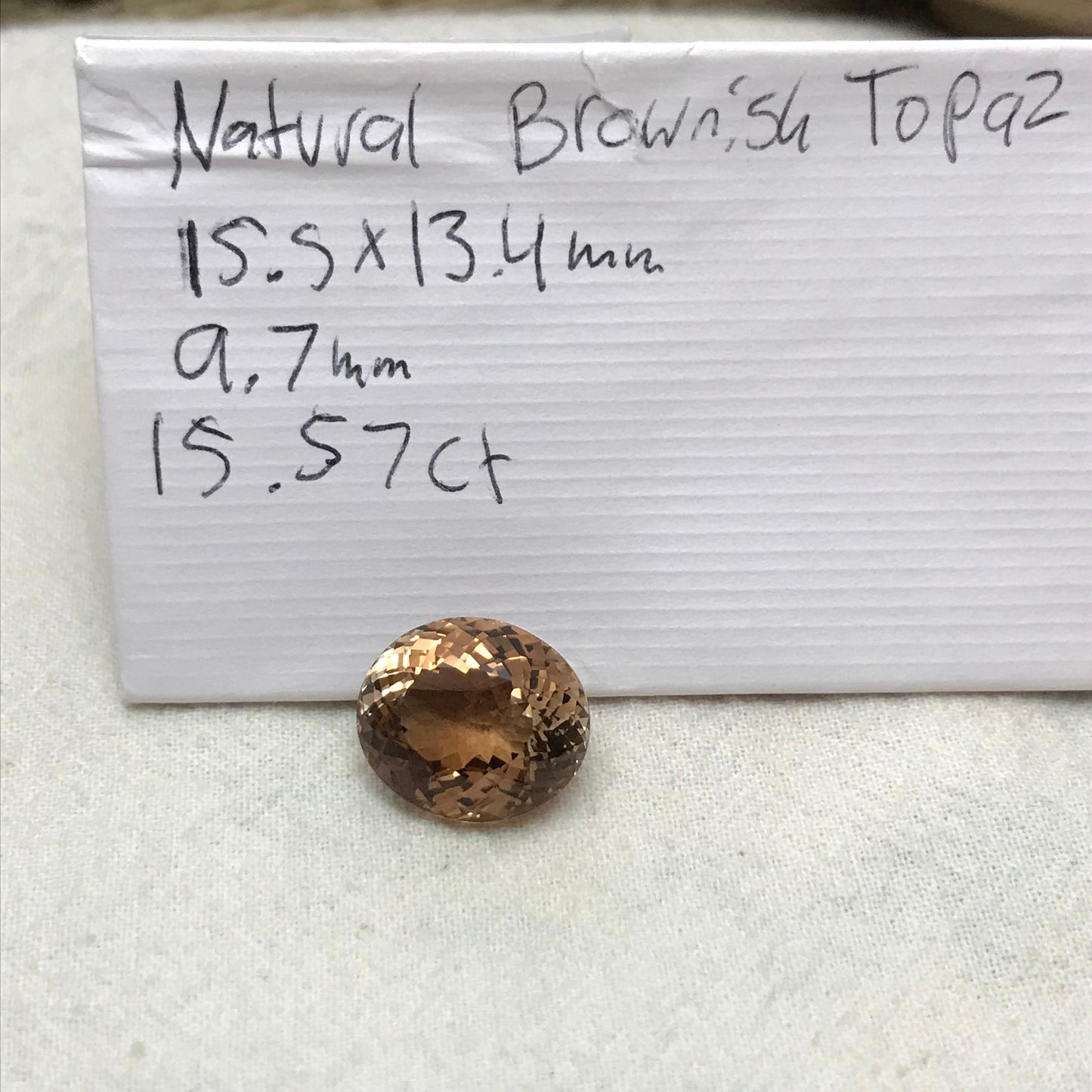 15.57 carat Natural Brown Topaz 15.5x13.5mm Oval Cut Faceted Gemstone, Large Stone Loose Smokey Topaz, Golden Brown