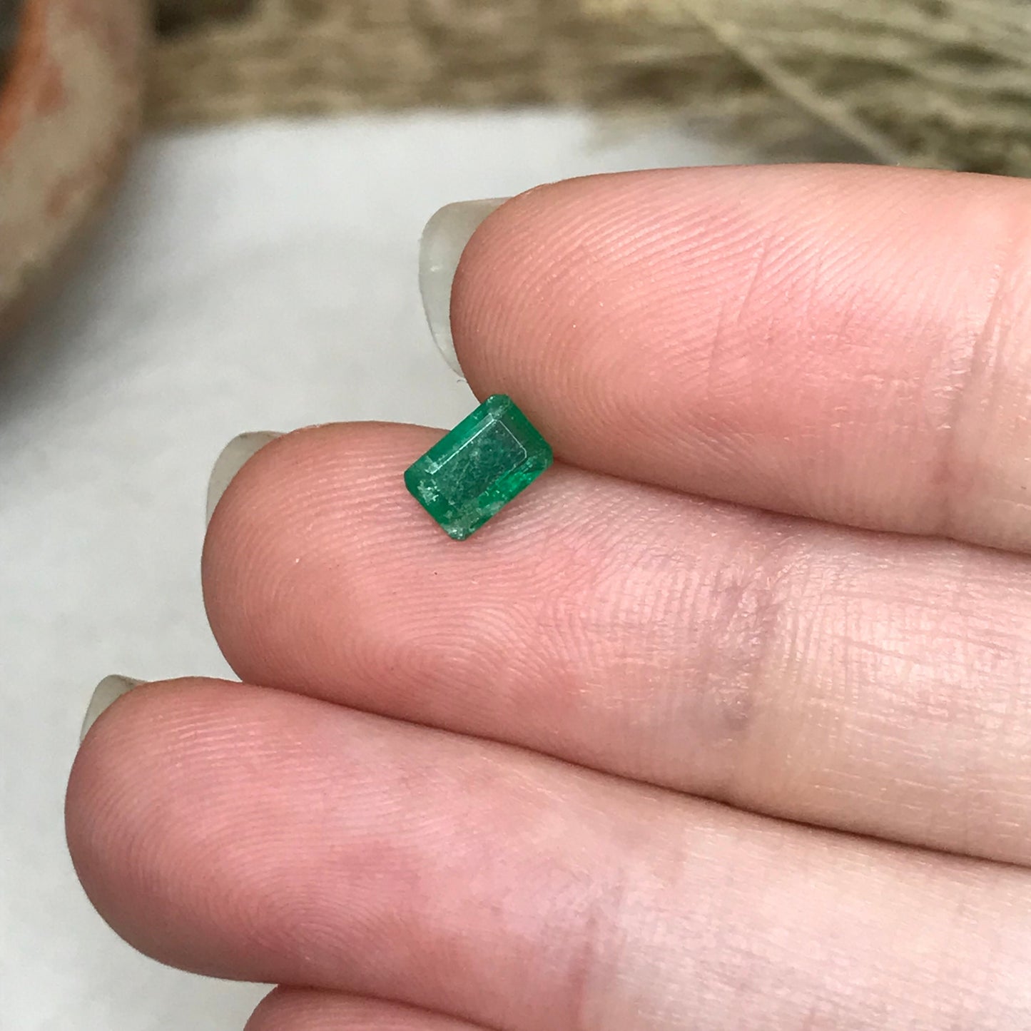 0.55 Carat Natural Emerald 6x4mm Emerald Cut Faceted Loose Gem, Precious Gemstone Treated Emerald, Flowing Gems