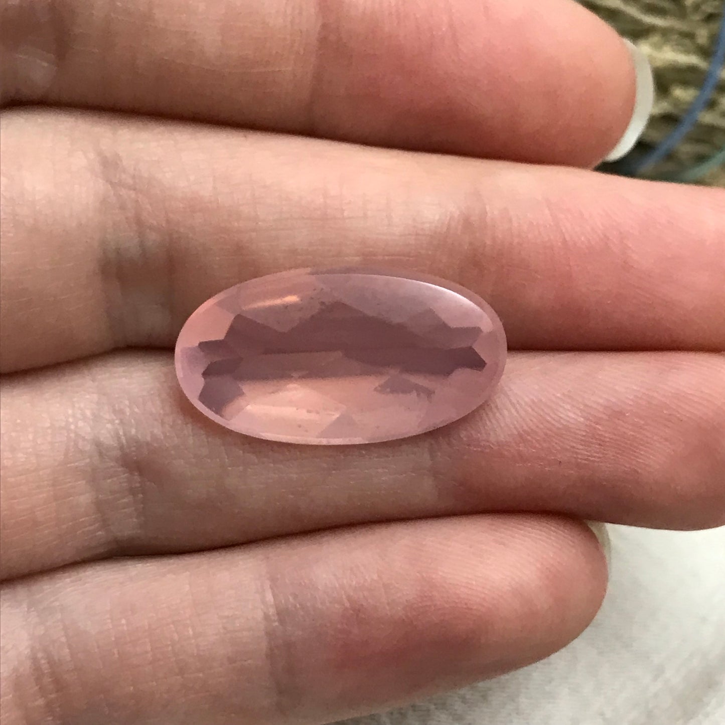 10 ct Rose Quartz, 22x12mm Oval, Light Pink, Unique Oval Cut Quartz Loose Gem Pretty Cut Gemstones Faceted Stone