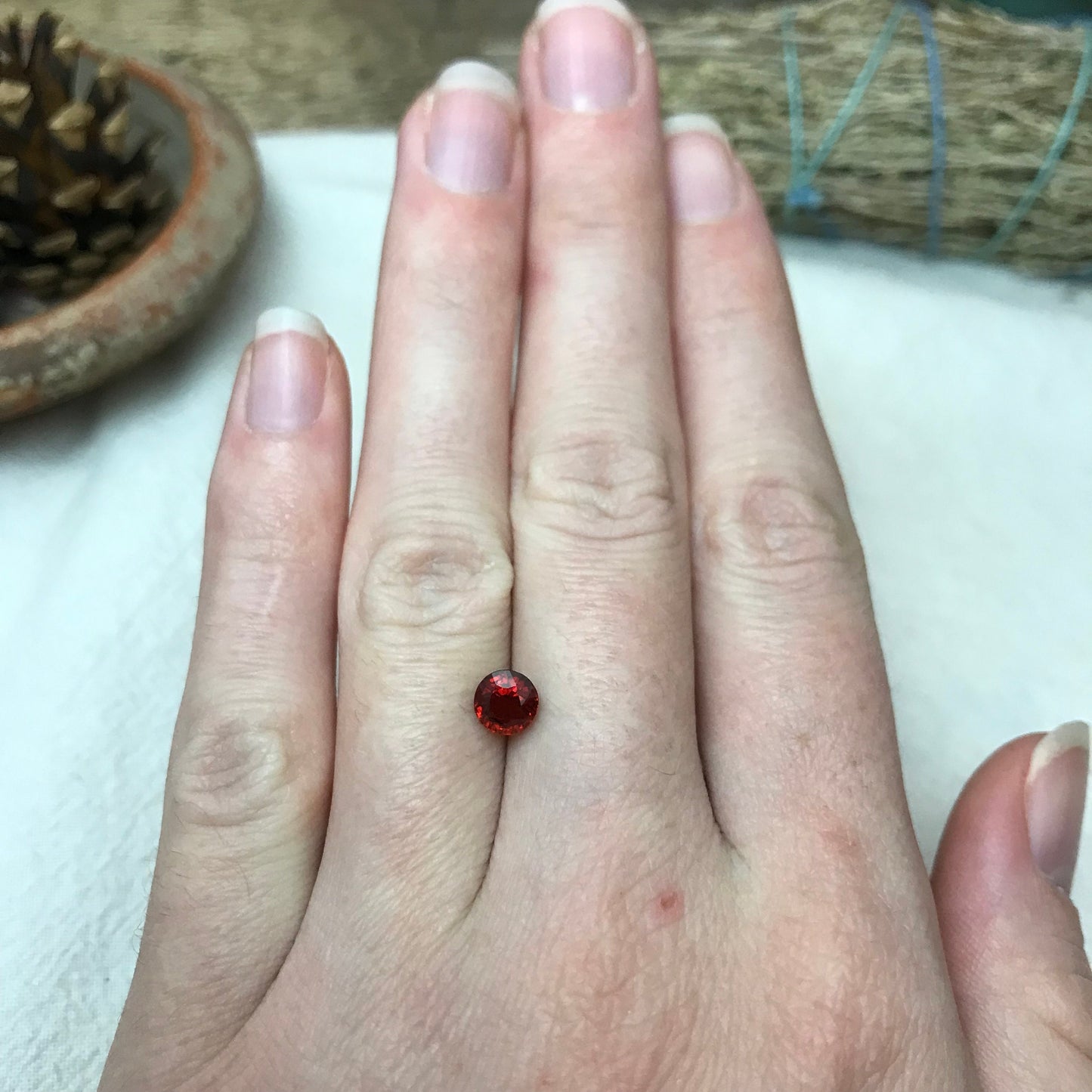 5.5mm Natural Orange Red Spessartite Garnet 1.16 carat Round Faceted Gemstone Loose Gem Red Orange Garnet Recycled Gems