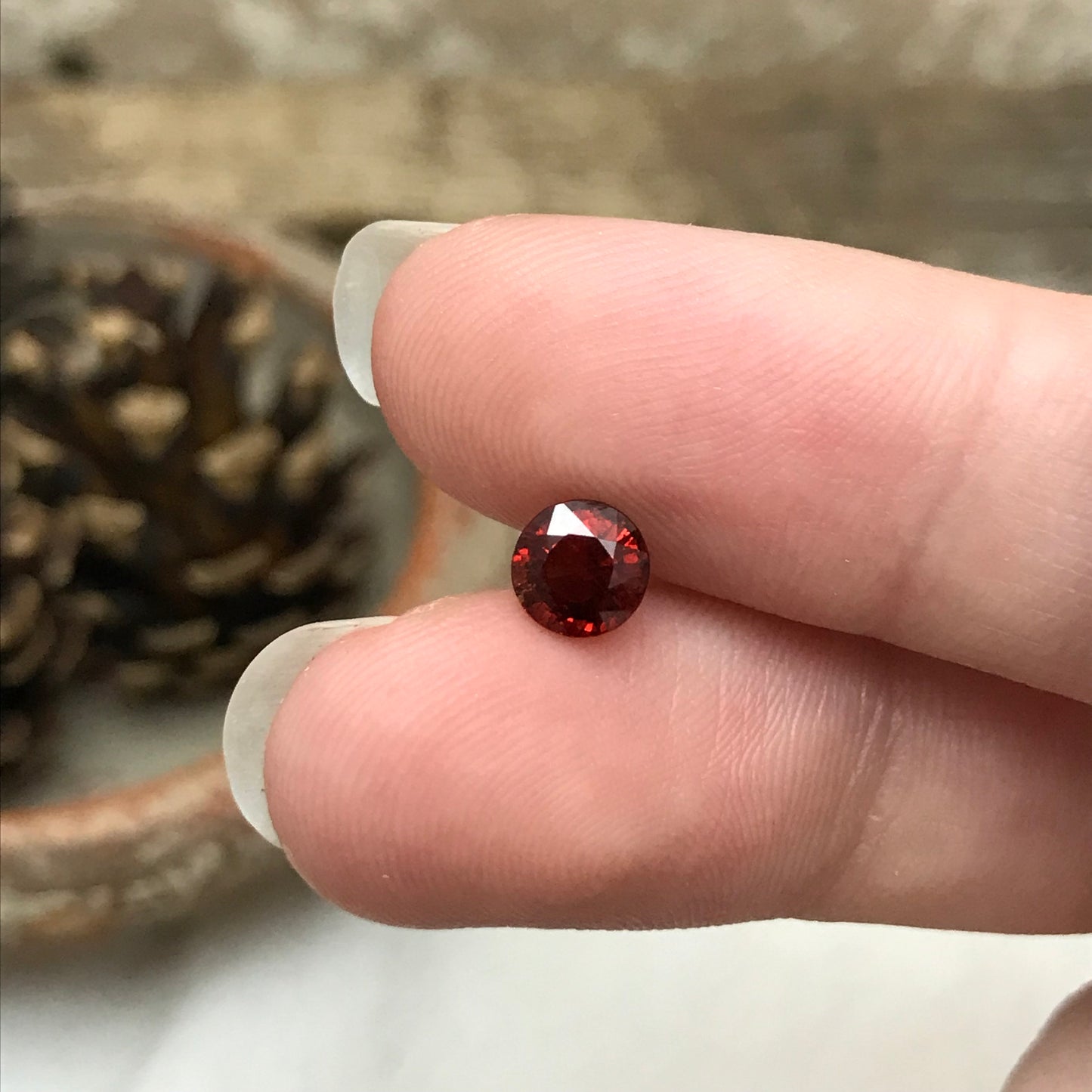 5.5mm Natural Orange Red Spessartite Garnet 1.16 carat Round Faceted Gemstone Loose Gem Red Orange Garnet Recycled Gems