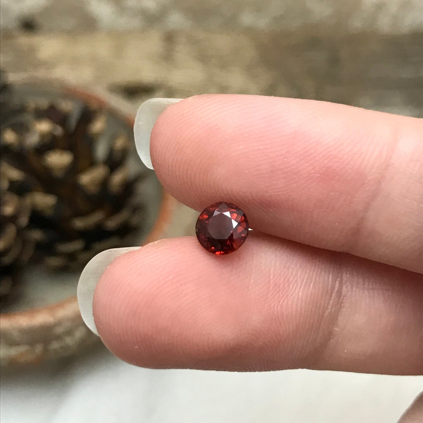 5.5mm Natural Orange Red Spessartite Garnet 1.16 carat Round Faceted Gemstone Loose Gem Red Orange Garnet Recycled Gems