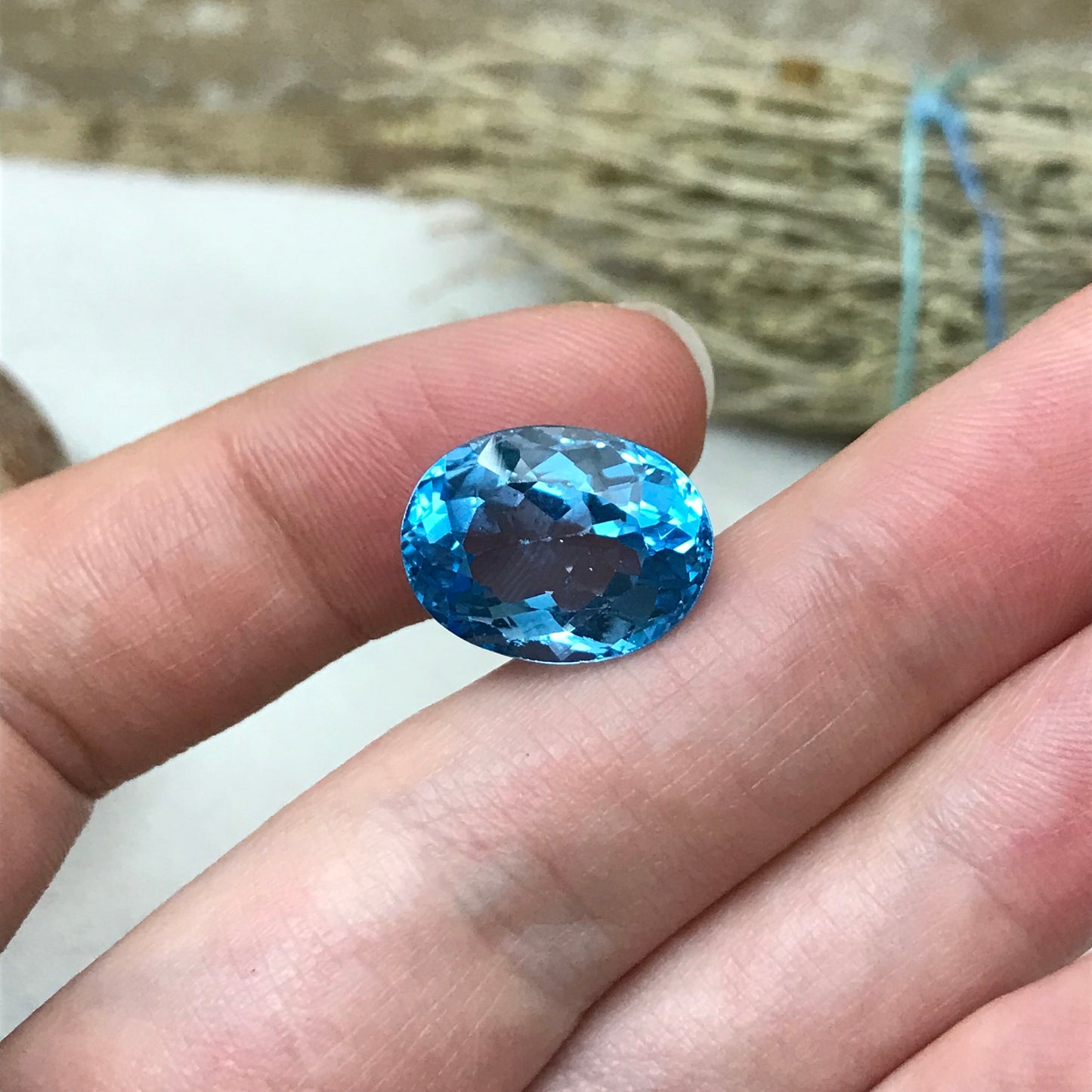 16x12mm Blue Topaz 12.53 carat Oval Cut Loose, Gemstone Blue Topaz, Faceted Blue Topaz, December Birthstone