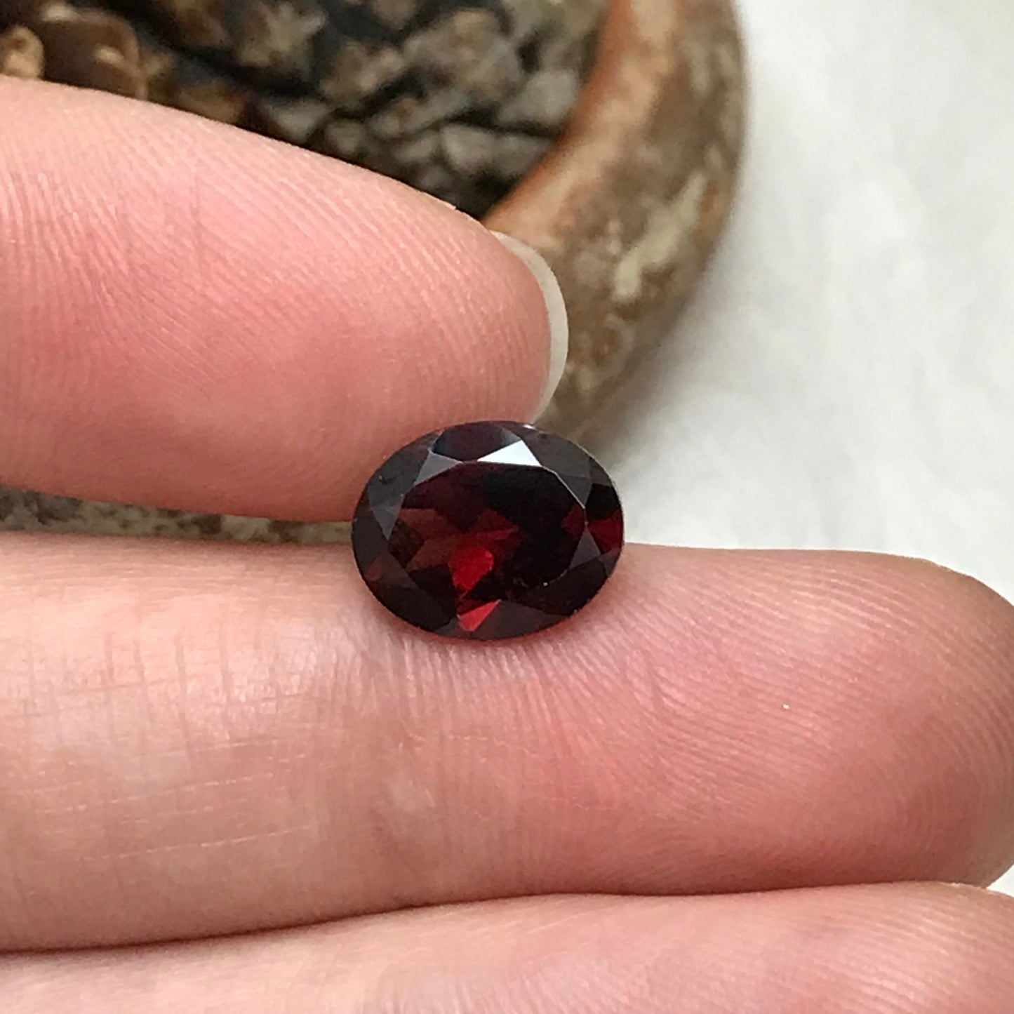 10x8mm Natural Red Garnet, 3 carat, Oval Cut, Burgundy Faceted Loose Gemstone, Reclaimed Recycled Gemstone