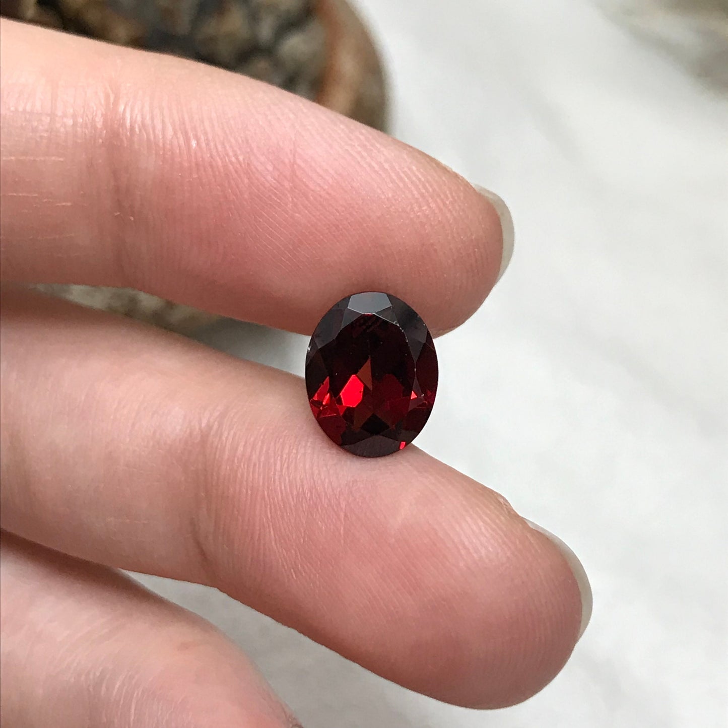 10x8mm Natural Red Garnet, 3 carat, Oval Cut, Burgundy Faceted Loose Gemstone, Reclaimed Recycled Gemstone