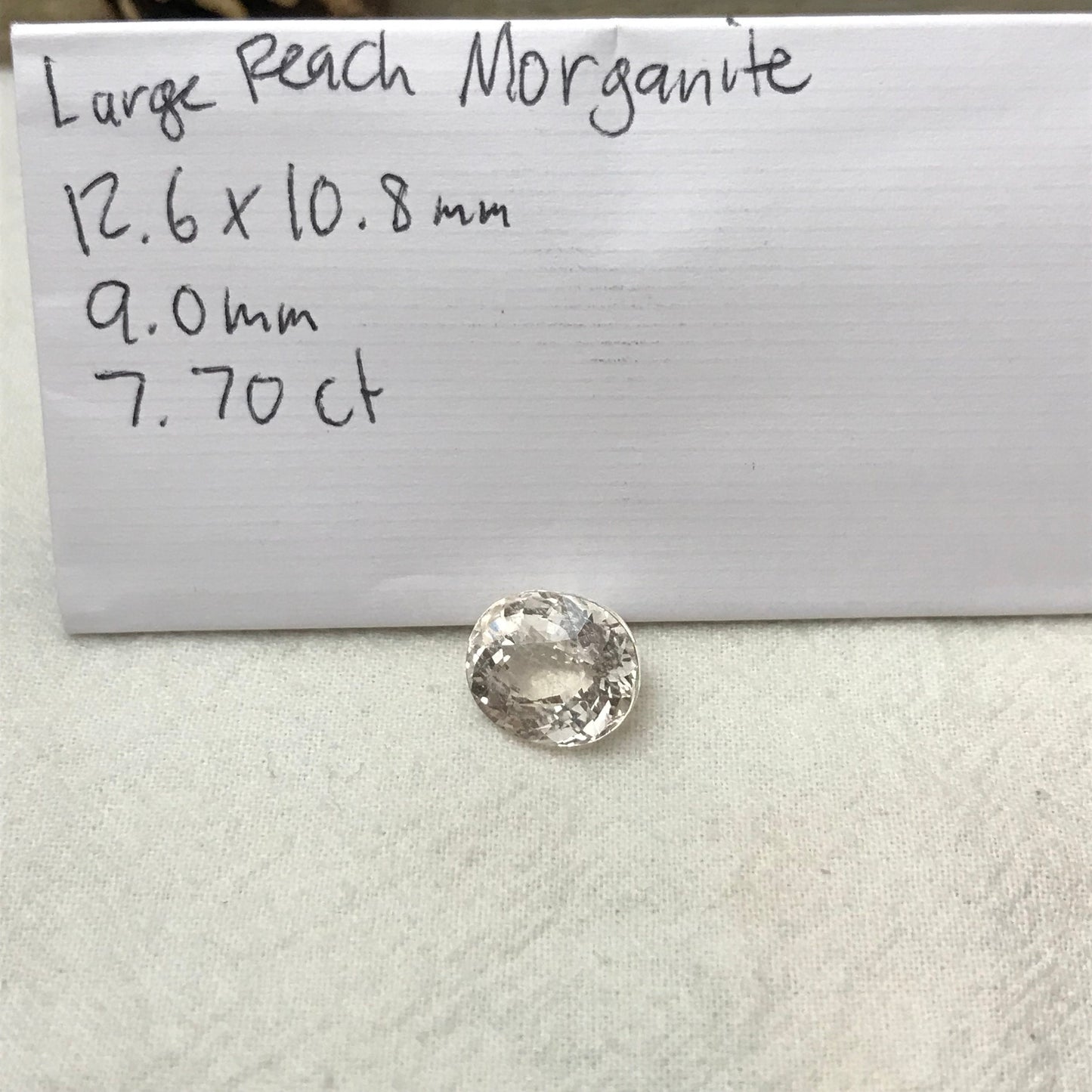7.7 Ct Light Peach Morganite 12.5x11mm Oval Cut, Included Pink Beryl For Custom Jewelry Faceted Loose Blush Stone