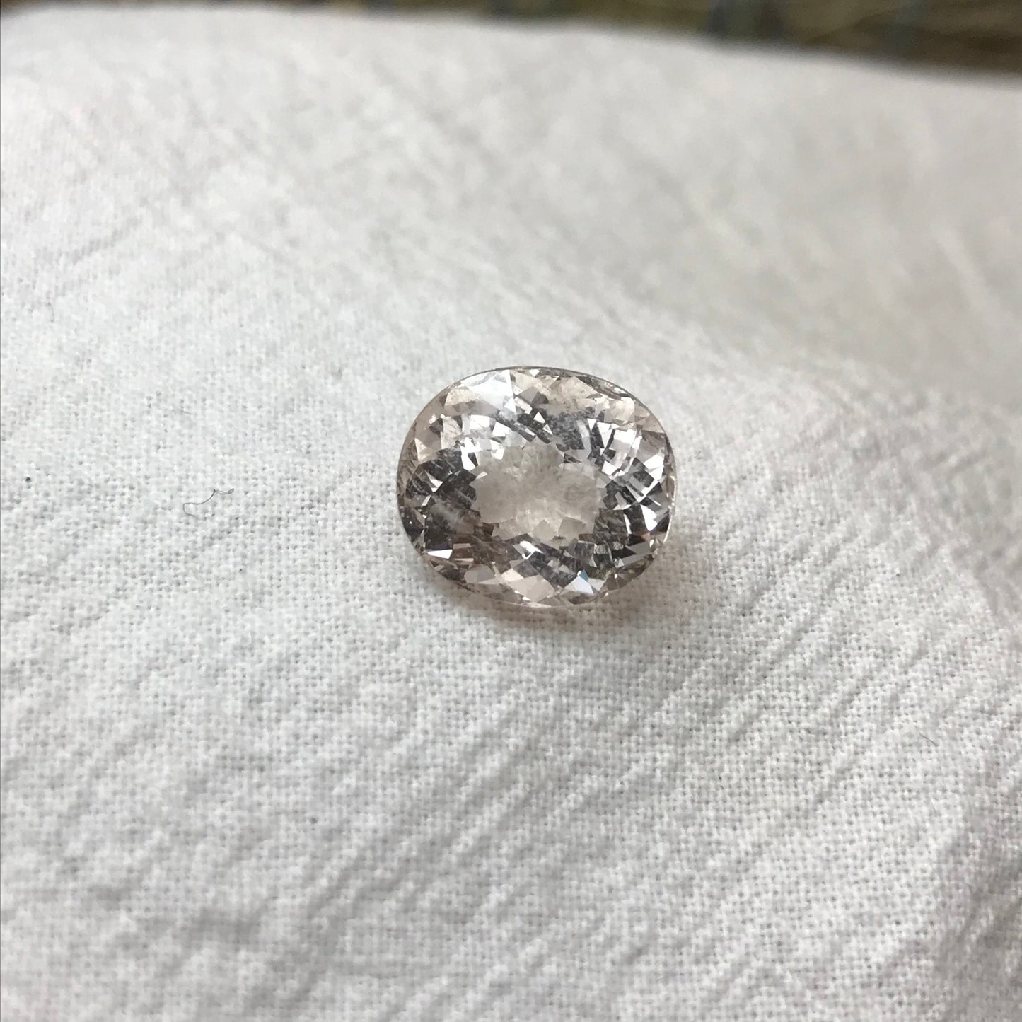 7.7 Ct Light Peach Morganite 12.5x11mm Oval Cut, Included Pink Beryl For Custom Jewelry Faceted Loose Blush Stone