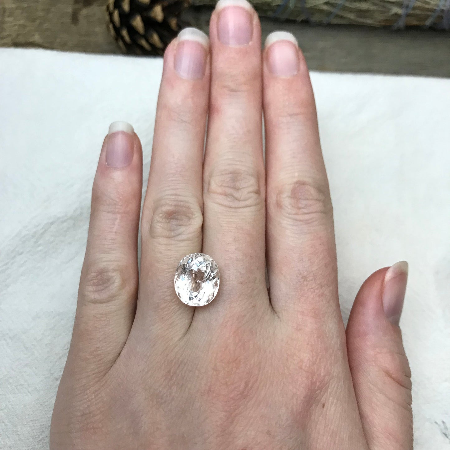 7.7 Ct Light Peach Morganite 12.5x11mm Oval Cut, Included Pink Beryl For Custom Jewelry Faceted Loose Blush Stone