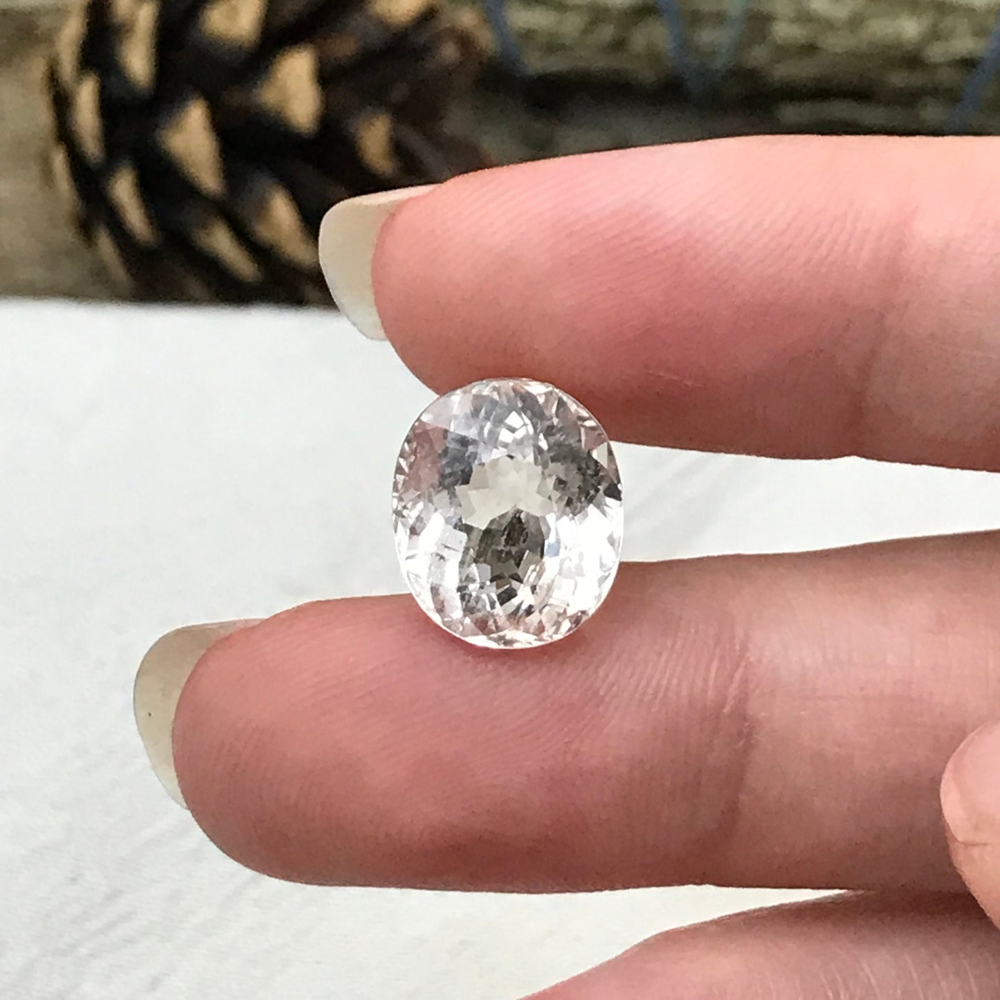 7.7 Ct Light Peach Morganite 12.5x11mm Oval Cut, Included Pink Beryl For Custom Jewelry Faceted Loose Blush Stone