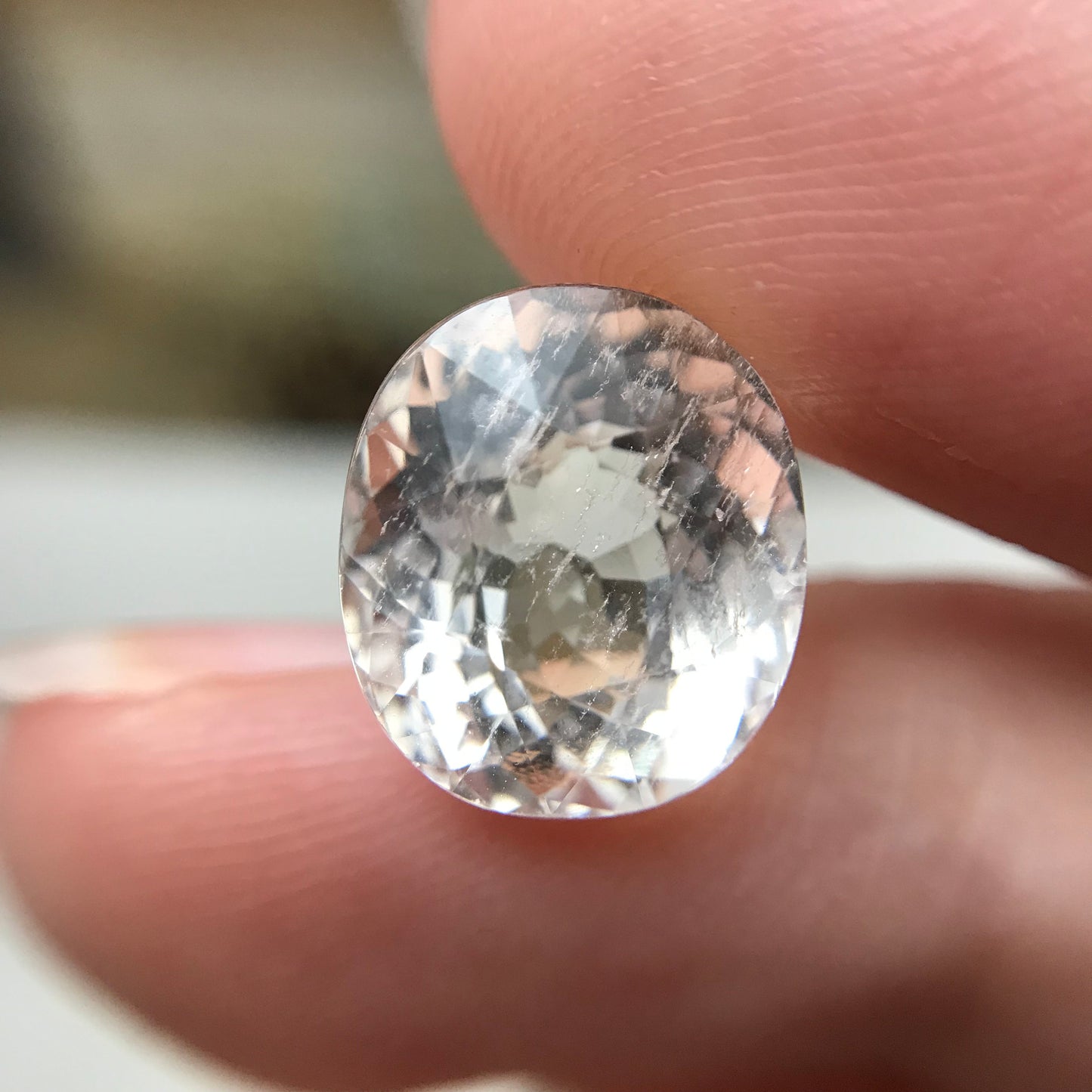 7.7 Ct Light Peach Morganite 12.5x11mm Oval Cut, Included Pink Beryl For Custom Jewelry Faceted Loose Blush Stone