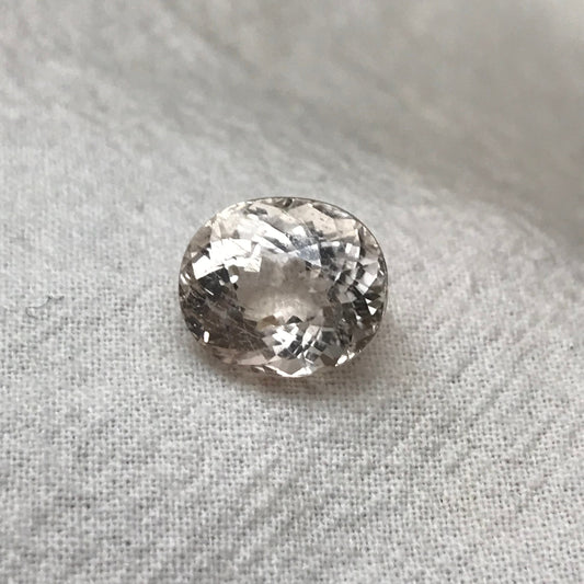 7.7 Ct Light Peach Morganite 12.5x11mm Oval Cut, Included Pink Beryl For Custom Jewelry Faceted Loose Blush Stone