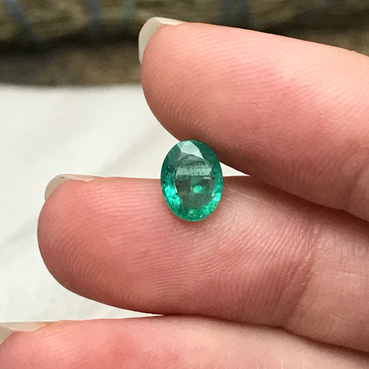 1 ct Natural Emerald 8x6mm Oval Cut Faceted Gem Precious Gemstone Loose Recycled Gemstone, Green Emerald