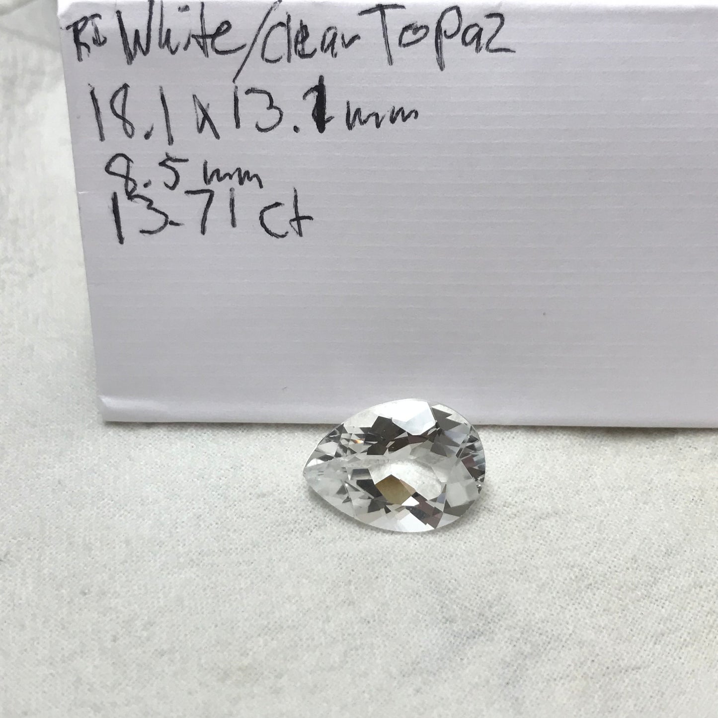 18x13 mm Clear Topaz 13.71 carat, Pear Cut Loose Gem Reclaimed/Recycled Gemstone, Faceted White Topaz
